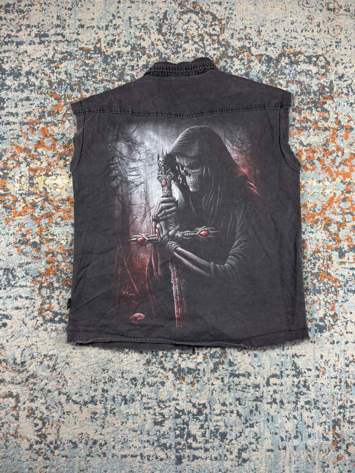 Band Tees × Vintage Vintage Y2K Spiral sleeveless shirt skull opium faded washed Size US L / EU 52-54 / 3 - 1 Thumbnail