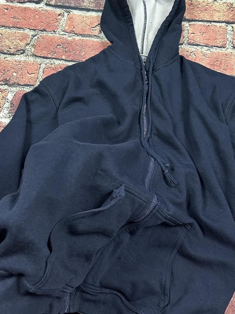 Other Vintage Navy Blank Zip Up Hoodie Thermal Lined Sweatshirt Size US XL / EU 56 / 4 - 8 Thumbnail