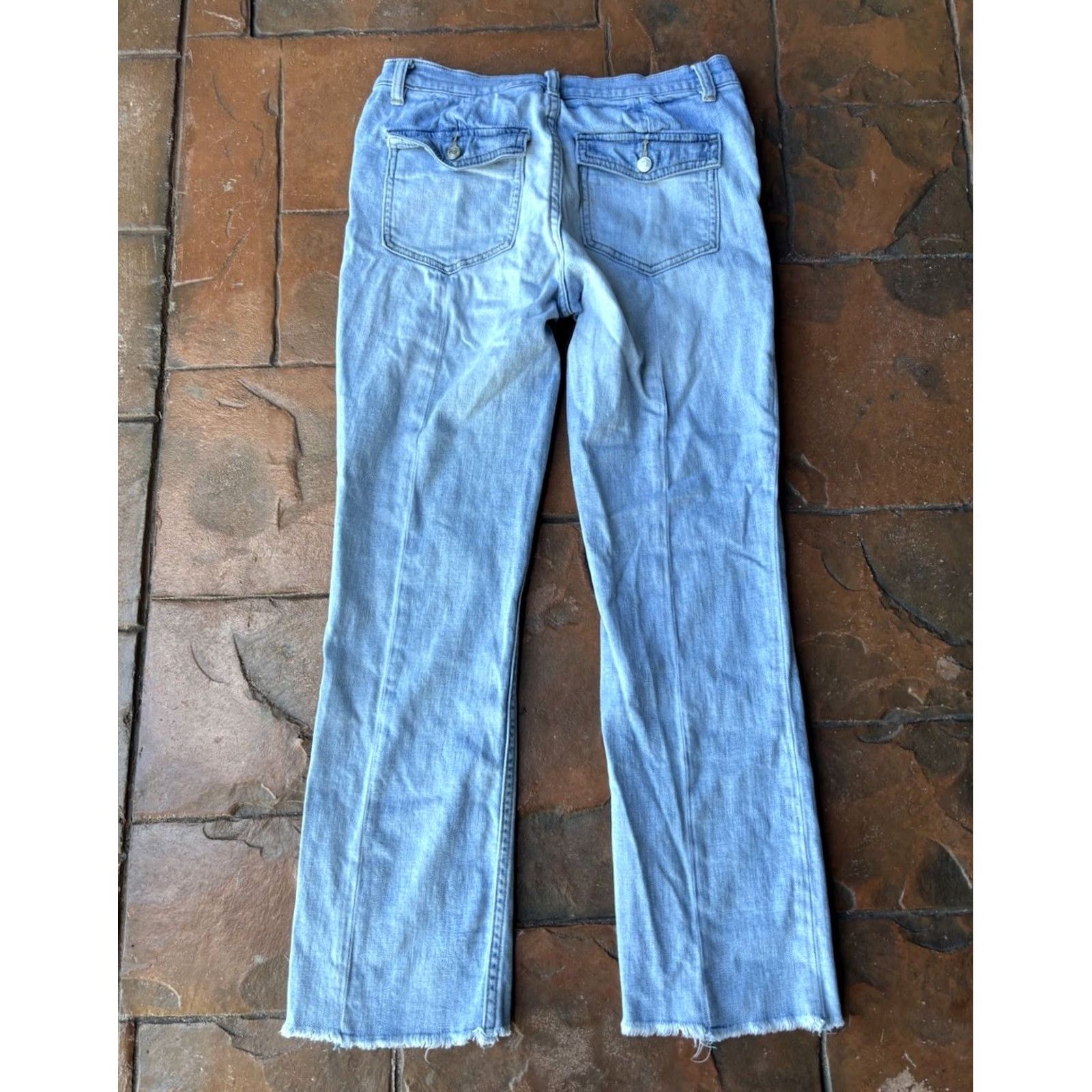 Vintage We The Free Bootcut Flare Jeans Women’s 28x27 Distressed Button Fly Blue Jeans Size 28" / US 6 / IT 42 - 3 Thumbnail