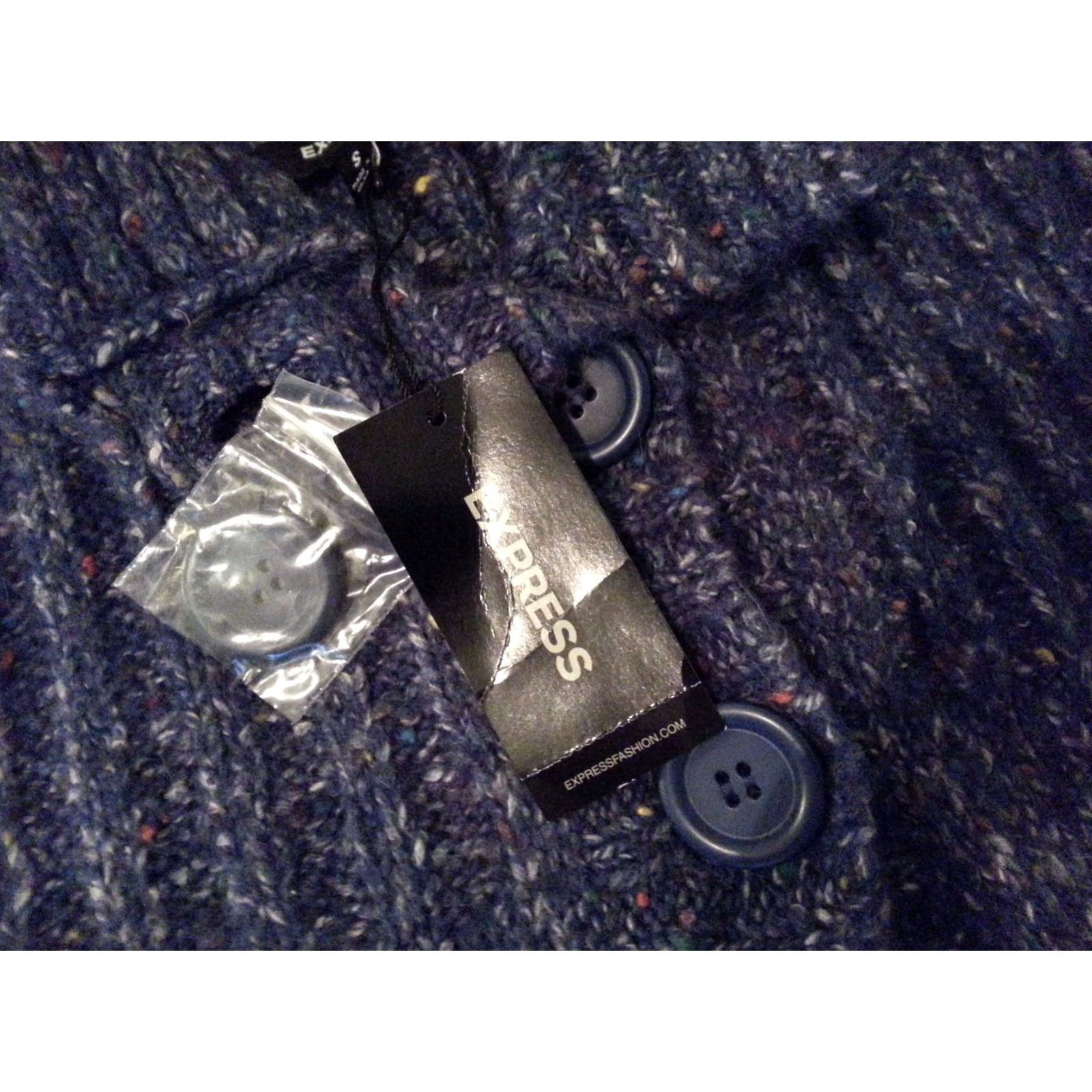 Express Womens Express Jacket Sweater S Small Blue Cotton Wool Jacket Sweater Womens S Blue Cotton Wool Express Size S / US 4 / IT 40 - 5 Thumbnail