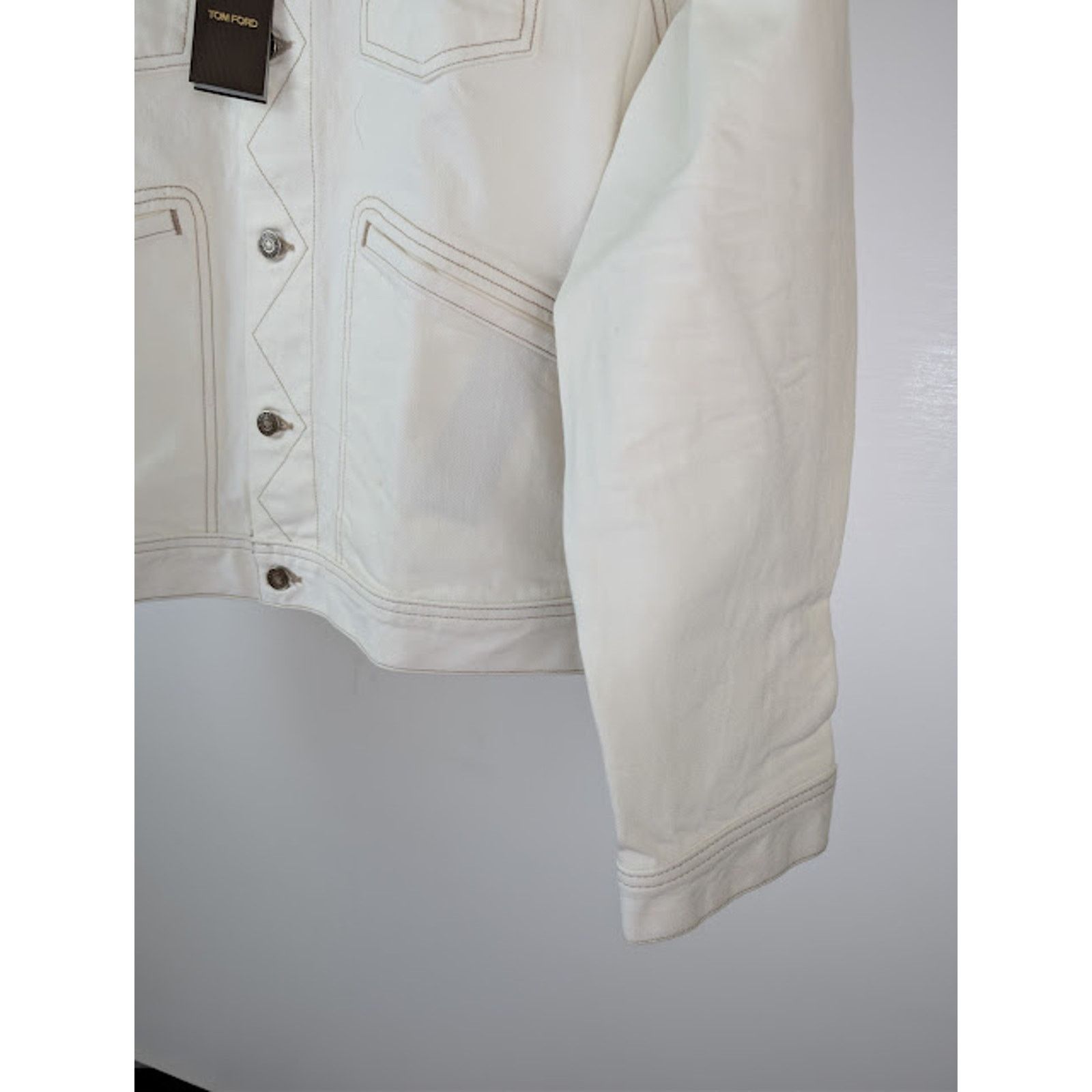 Tom Ford o1rshd1 Iconic Denim Jacket in Off-White Size US XXL / EU 58 / 5 - 5 Thumbnail