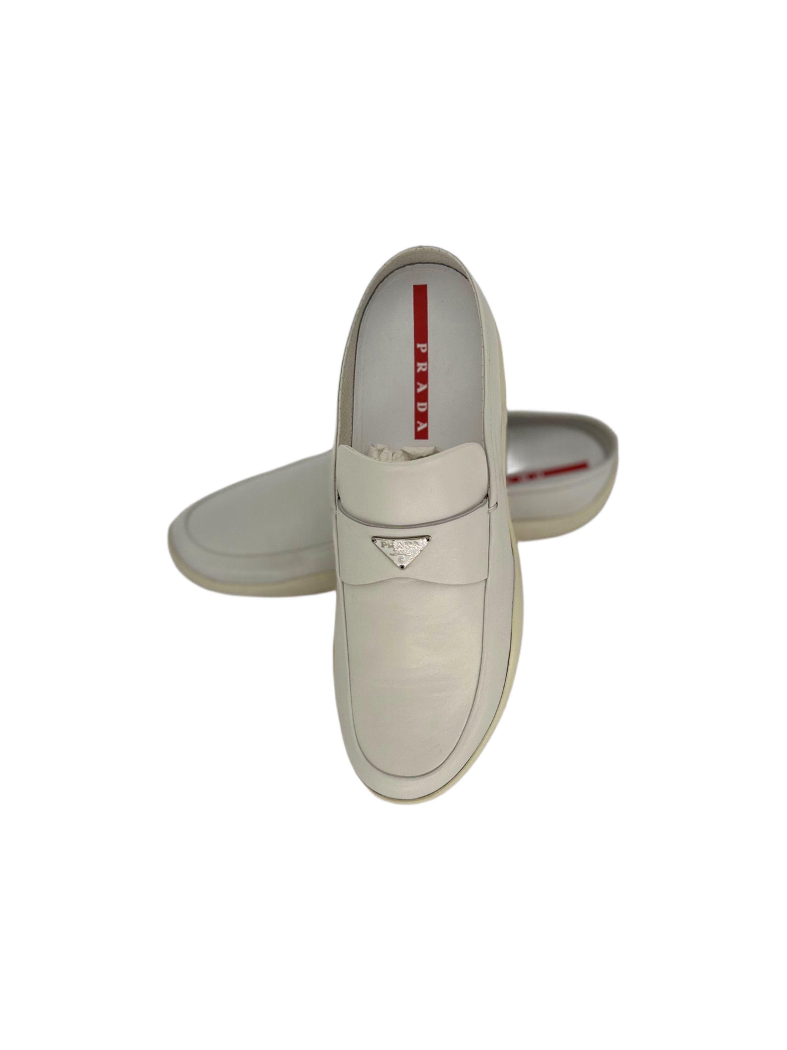 Prada Prada Linea Rossa White Mules With Metal Logo Size US 7.5 / EU 40-41 - 4 Thumbnail