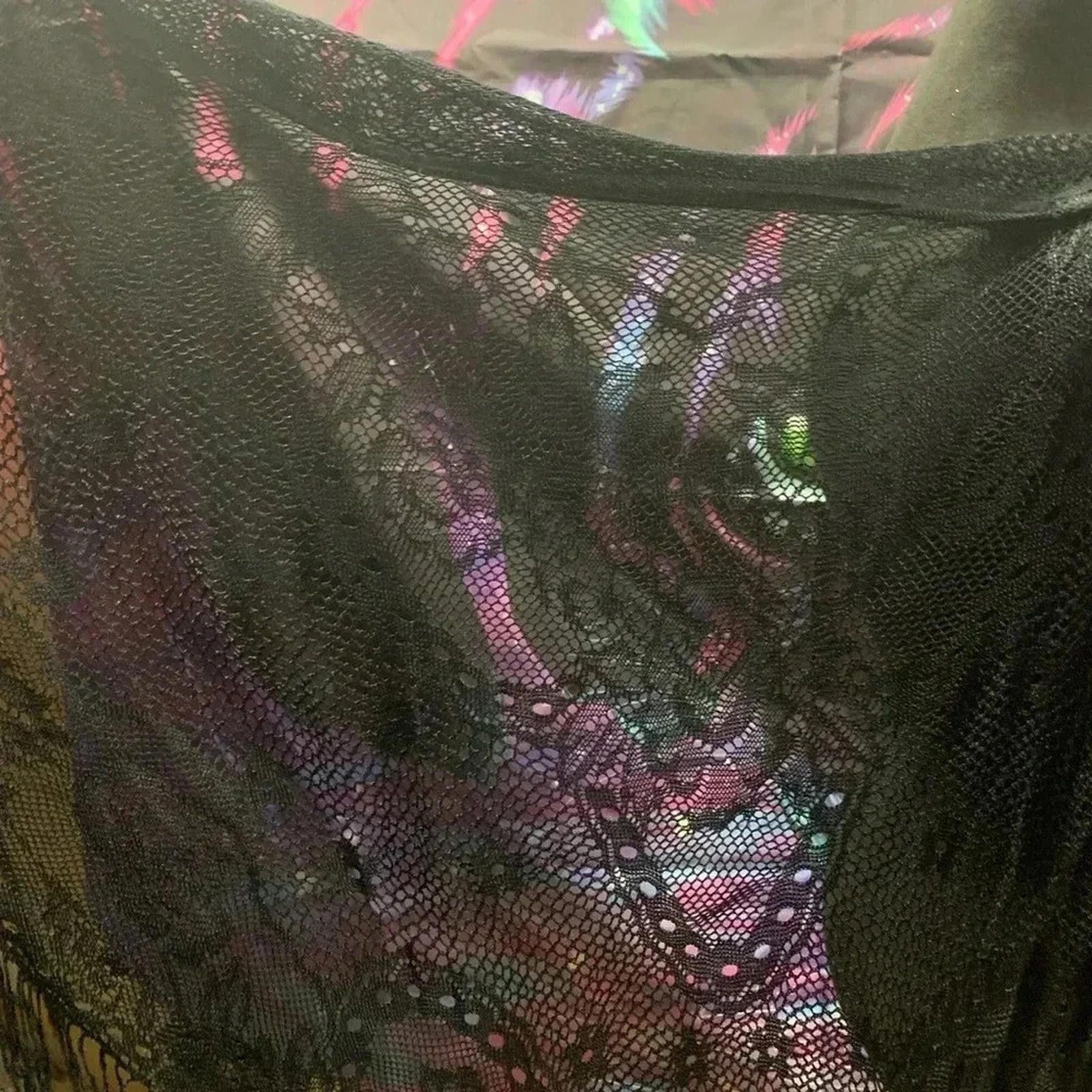 Designer Black lace shawl Size ONE SIZE - 3 Thumbnail