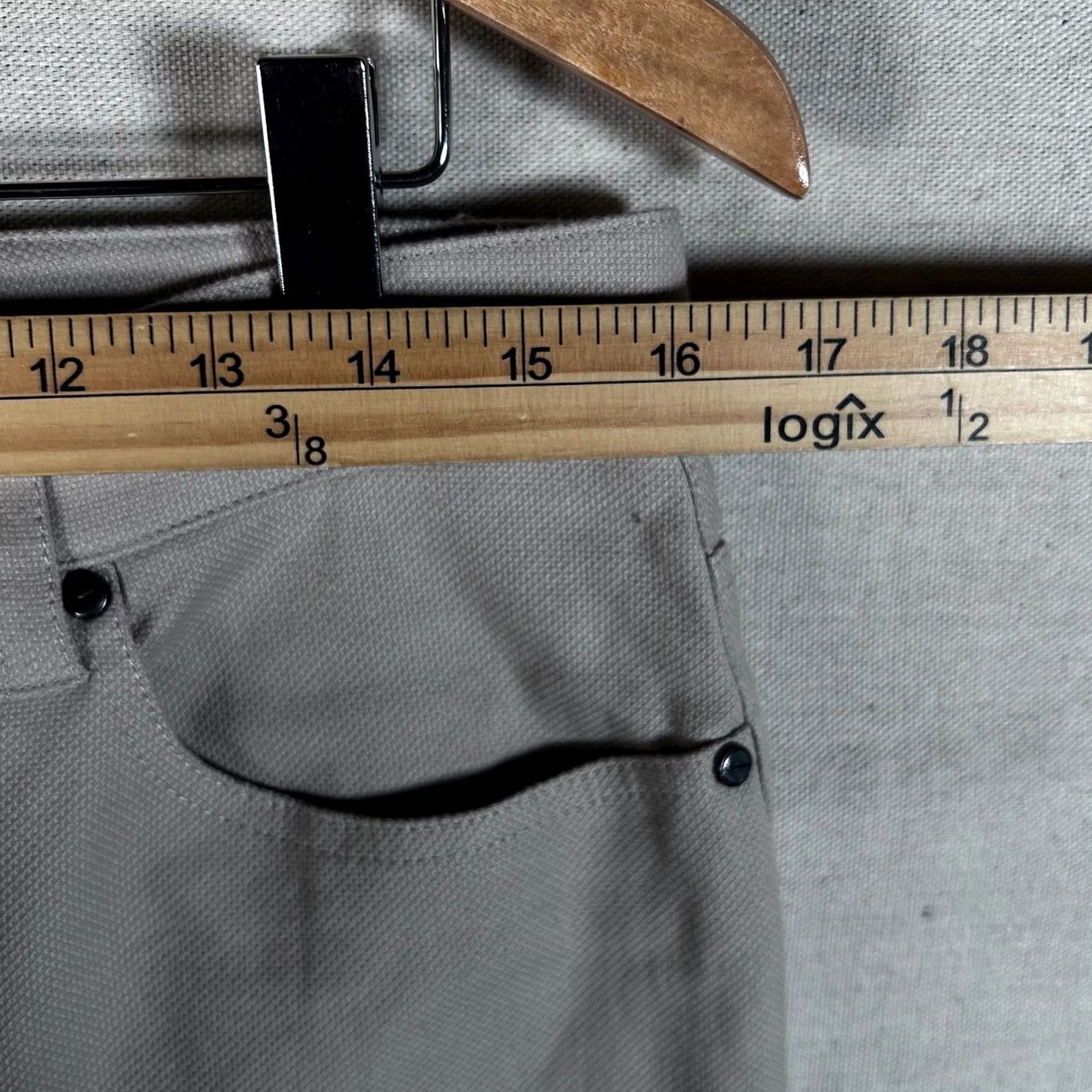 Vintage Carlisle Collection Brooke Pants Womens 10 Taupe Cotton Stretch Slim Leg Trouser Slim Front Pockets Dress Pants Size 32" / US 10 / IT 46 - 5 Thumbnail