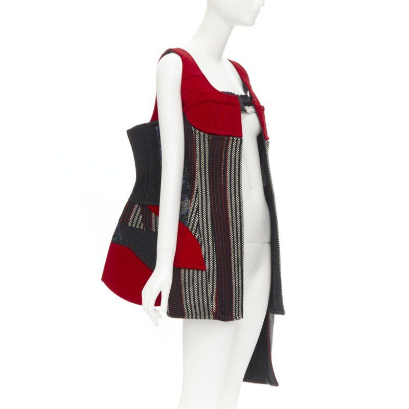 Comme des Garcons COME DES GARCONS 2001 Runway Vintage red velvet tweed deconstructed corset S Size S / US 4 / IT 40 - 1 Thumbnail