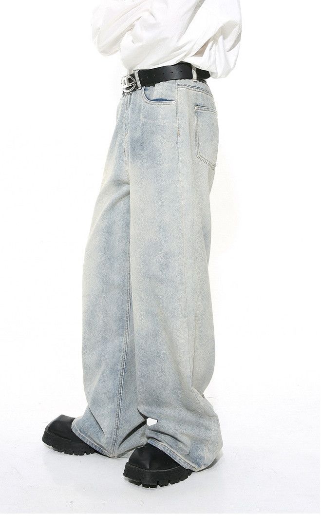 Japanese Brand × Jean Washed light blue straight distressed jeans Size US 32 / EU 48 - 4 Thumbnail