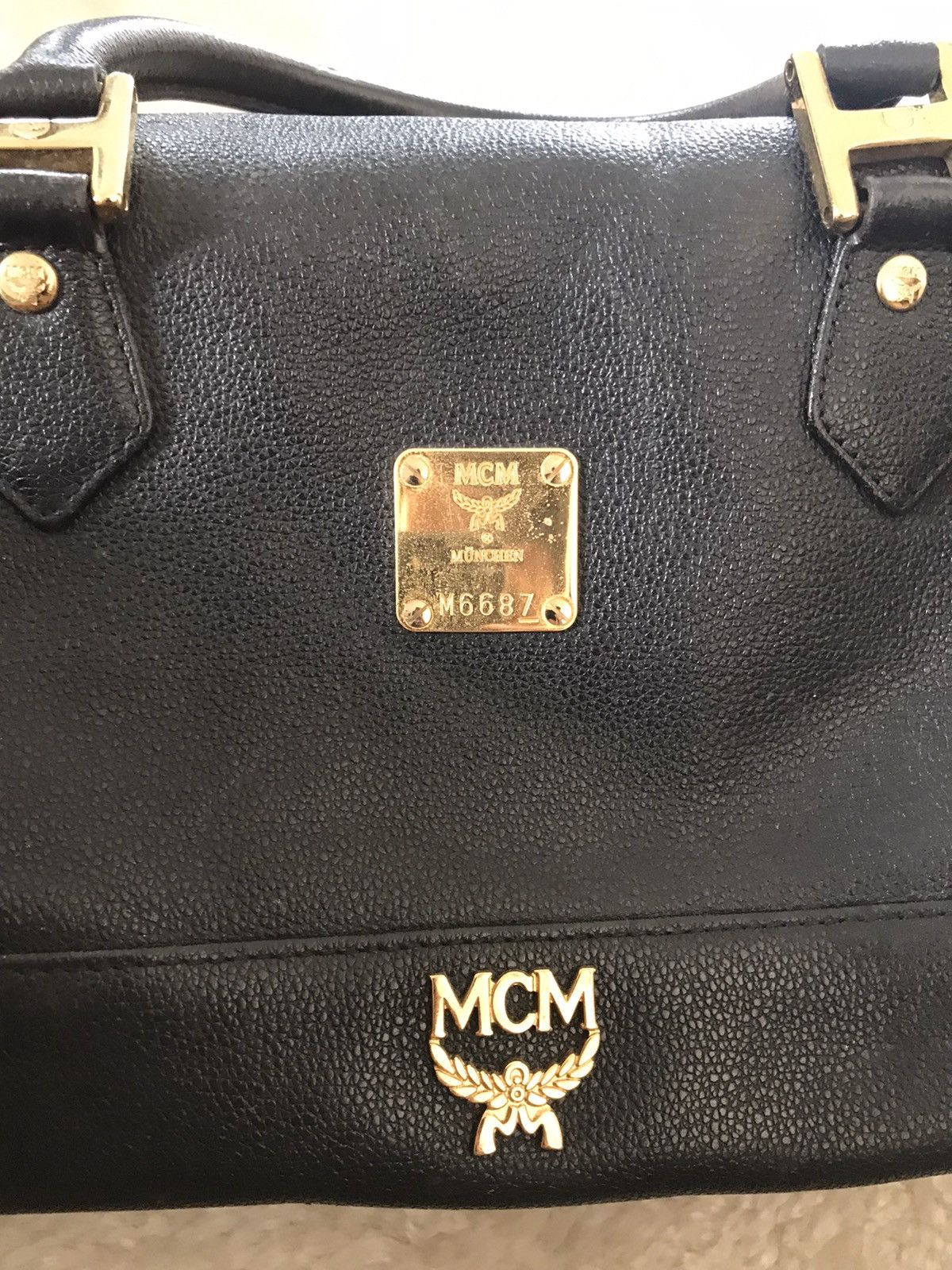 MCM MCM Small Leather Boston Bag Black Size ONE SIZE - 6 Thumbnail