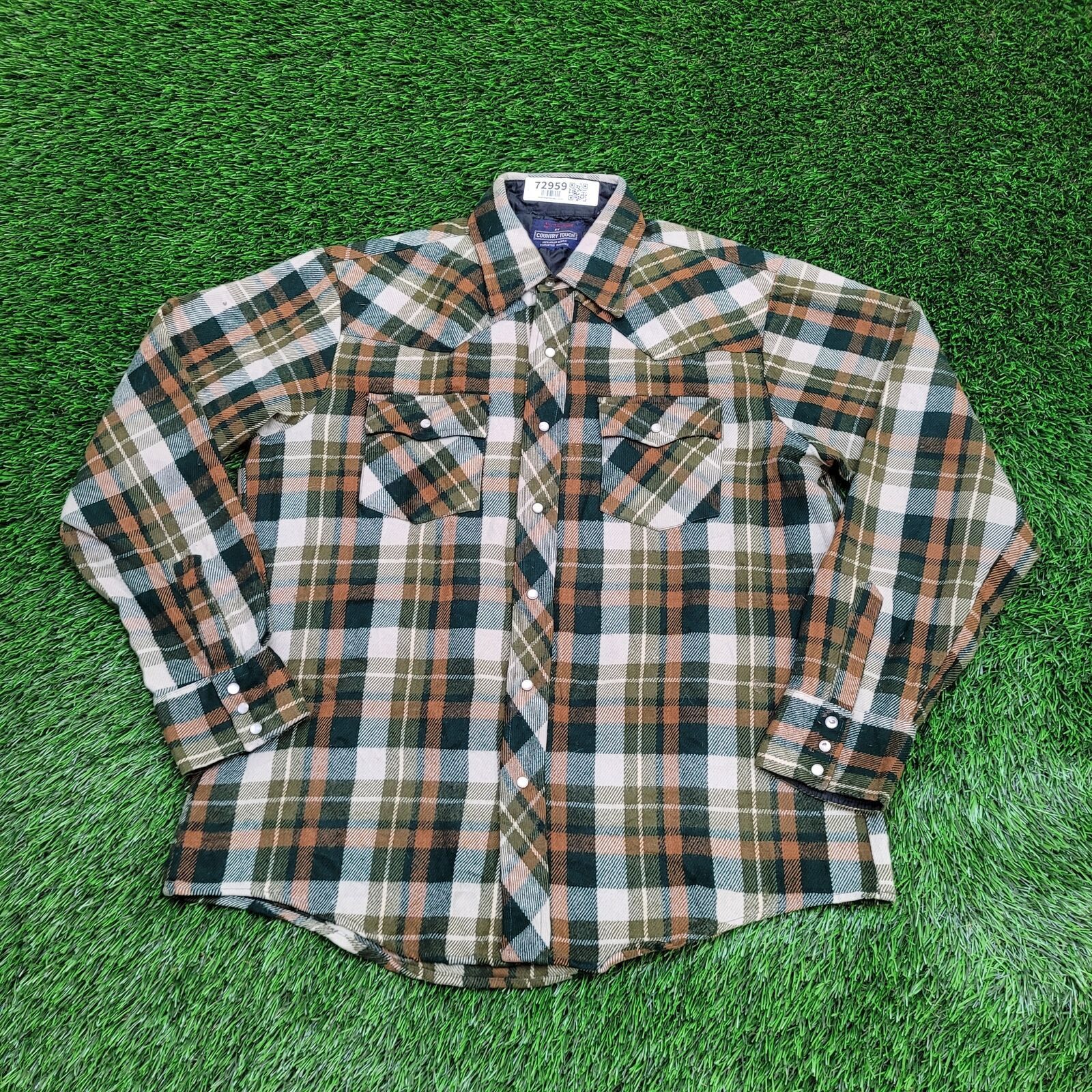 Vintage VTG 70s Western Shadow Plaid Pearl Snap Shirt L USA Acrylic Size US L / EU 52-54 / 3 - 1 Thumbnail