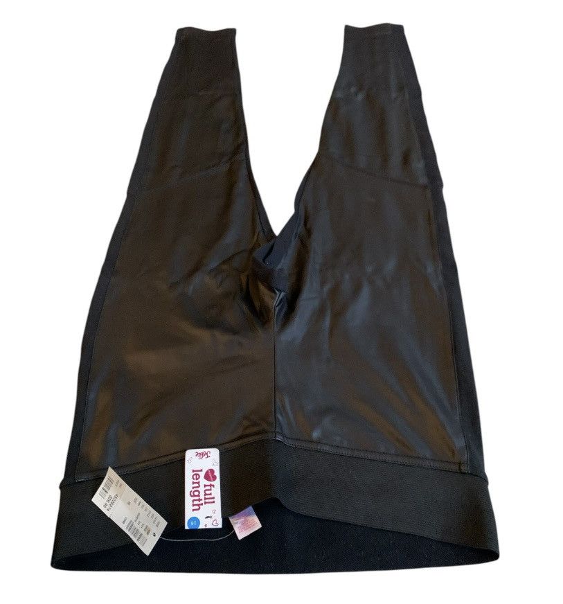 Other NWT Black Two-Tone Faux Leather Full Length Skinny Leggings Size 30" / US 8 / IT 44 - 4 Thumbnail