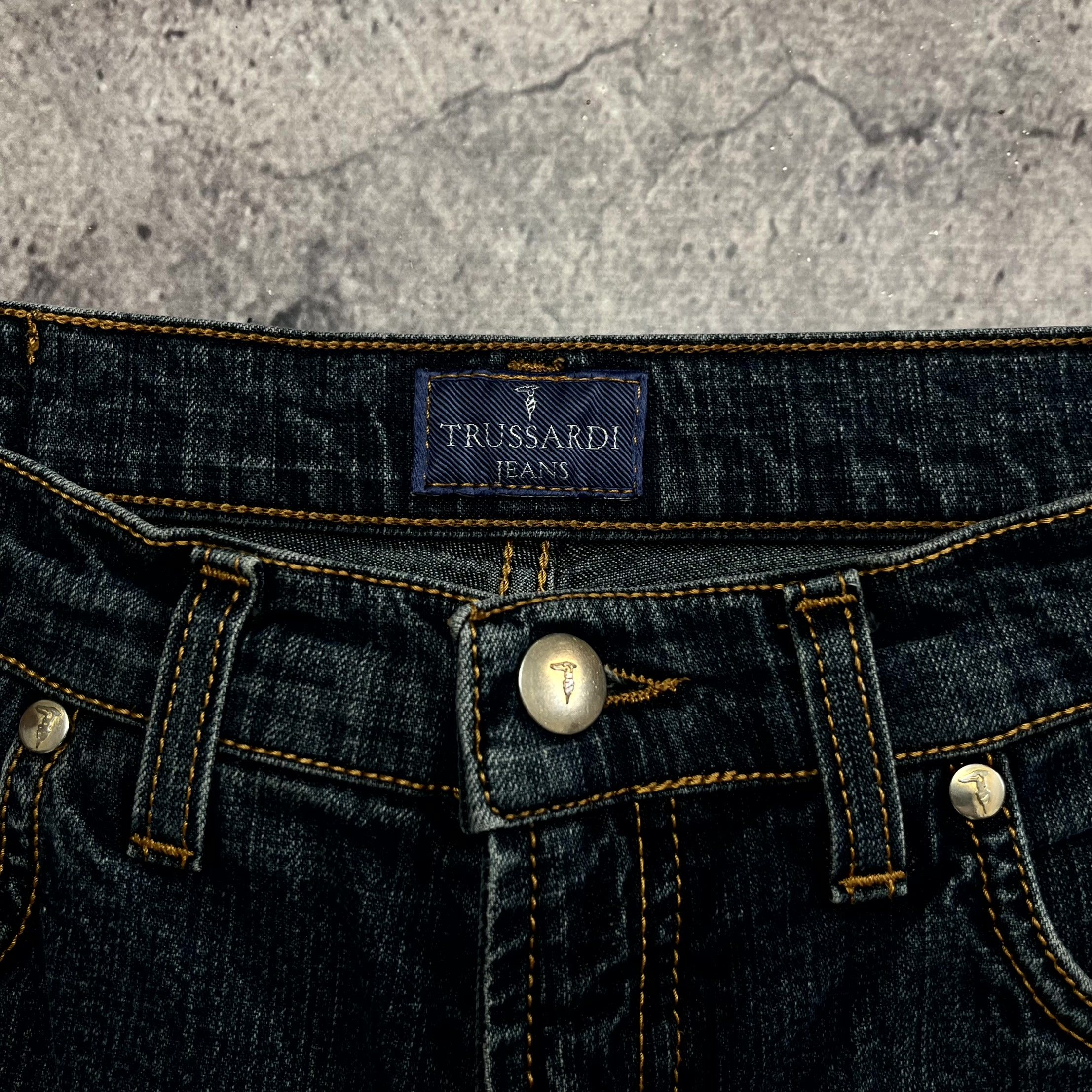 Trussardi Y2K Trussardi Navy Blue Straight Denim Jeans Size 29 UK 27 Size 29" - 4 Thumbnail