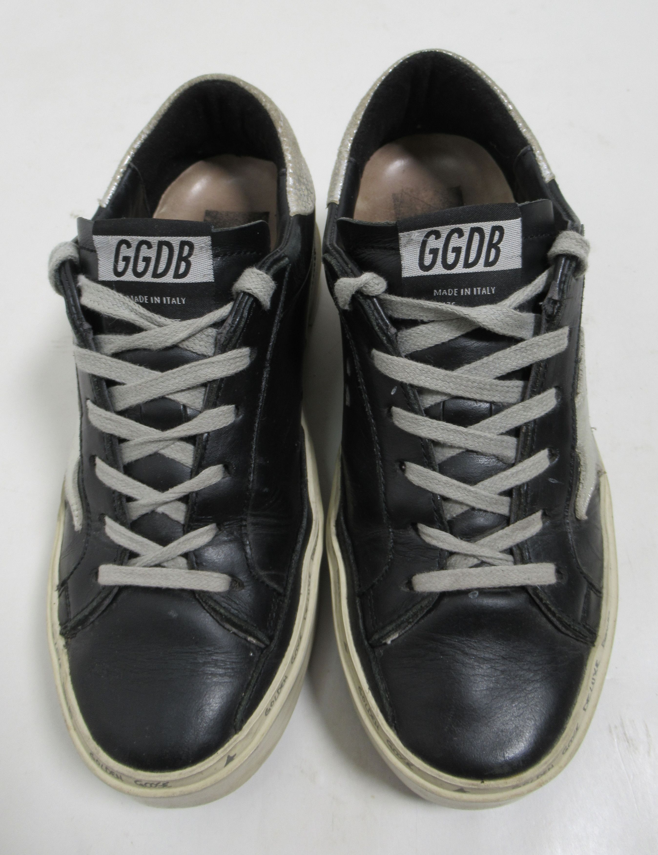 Golden Goose Golden Goose Hi Star Black Leather Silver Star Silver Heel Size US 5 / IT 35 - 2 Thumbnail