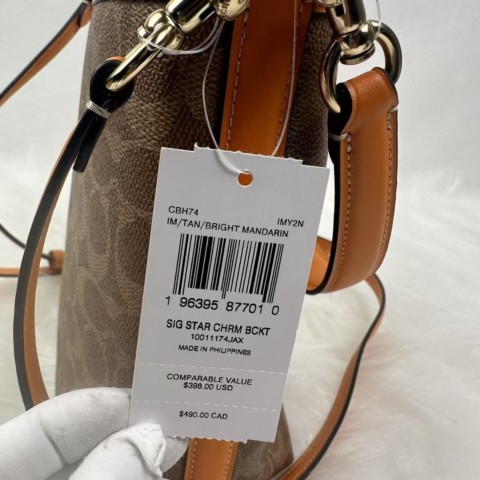 Coach Coach City Bucket Sig Canvas Star Charm Tan/Bright Mandarin Size ONE SIZE - 5 Thumbnail
