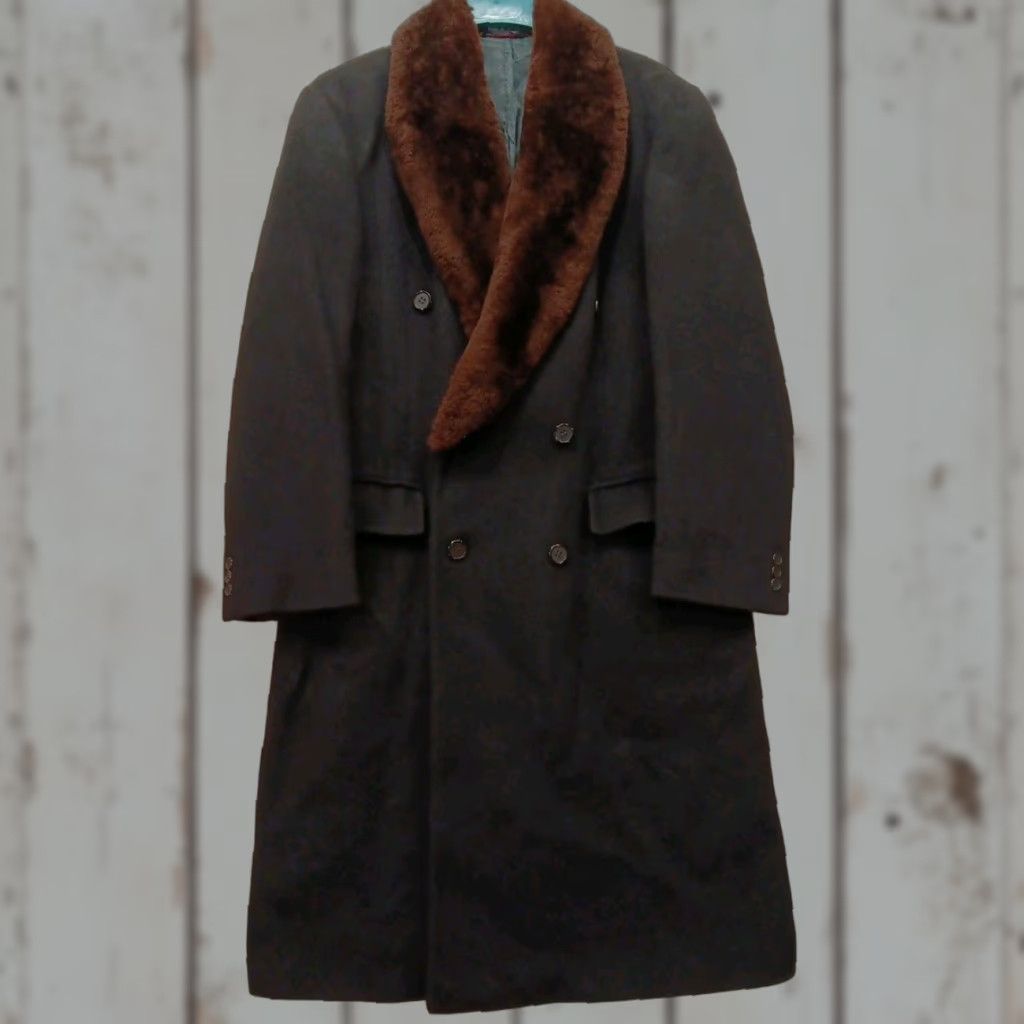 ELLERY VTG Teller Coat Black Wool 48" Chest L Regular Size Adults Mens Womens 70s 80s Faux Fur Collar Original Tailored Coat Size L / US 10 / IT 46 - 1 Thumbnail