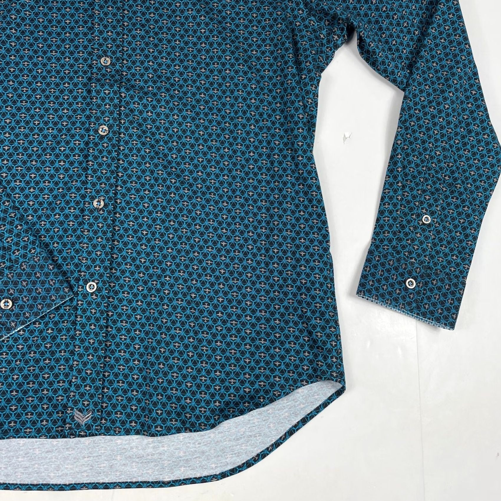 Vintage Buttercloth Shirt Mens XL Blue Extra Large Airplane Button Pilot Geometric Club Size US XL / EU 56 / 4 - 4 Thumbnail