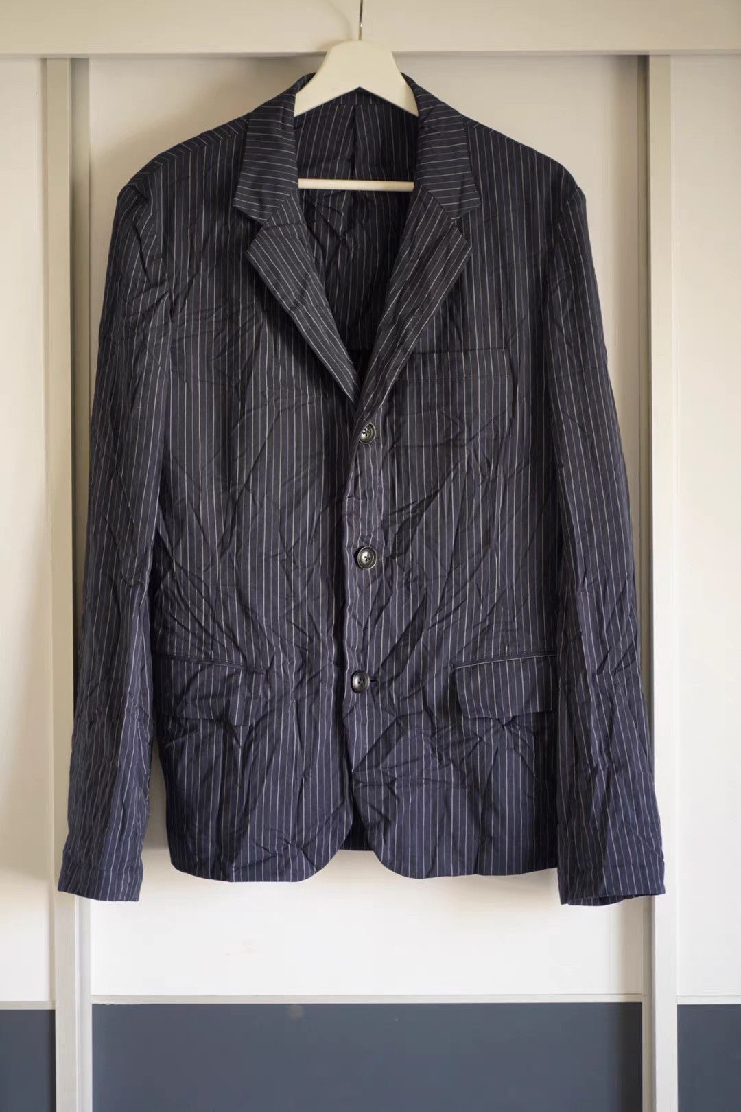 Yohji Yamamoto Blue Striped Lightweight Jacket - Size M Size US M / EU 48-50 / 2 - 1 Thumbnail