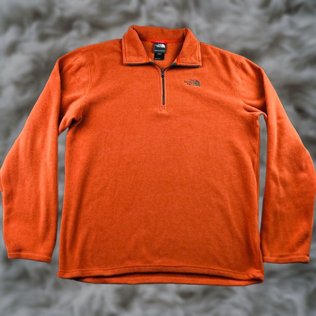 The North Face The North Face Men's Base Pullover Jacket Orange 1/4 Zip Medium Regular Fleece Polyester Activewear Size US M / EU 48-50 / 2 - 1 Thumbnail