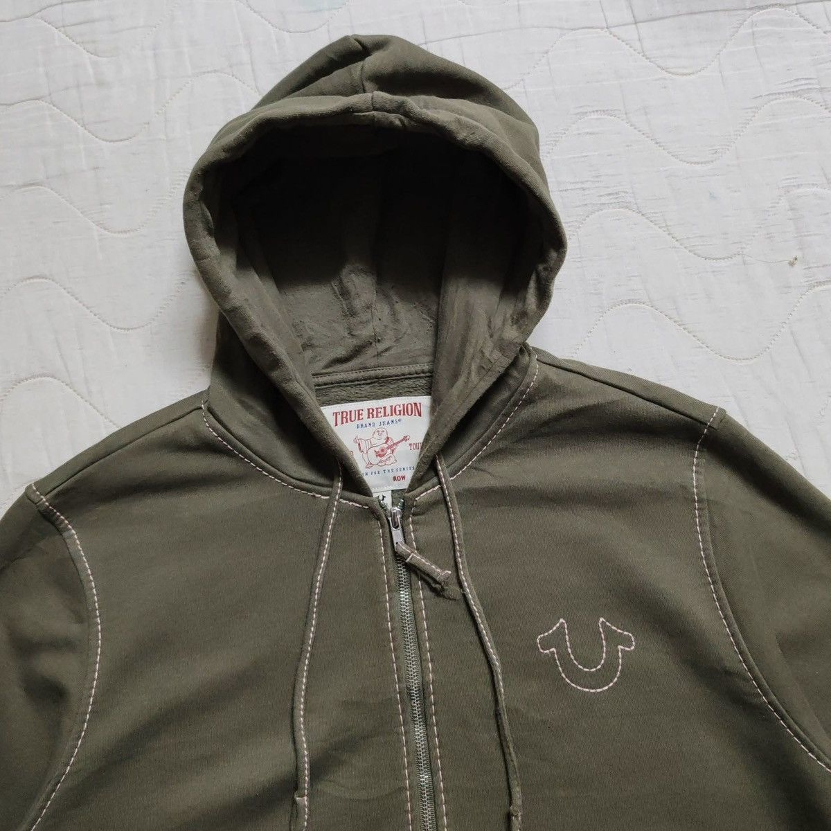 True Religion True Religion Khaki Logo Zip-Up Hoodie Size US XL / EU 56 / 4 - 6 Thumbnail
