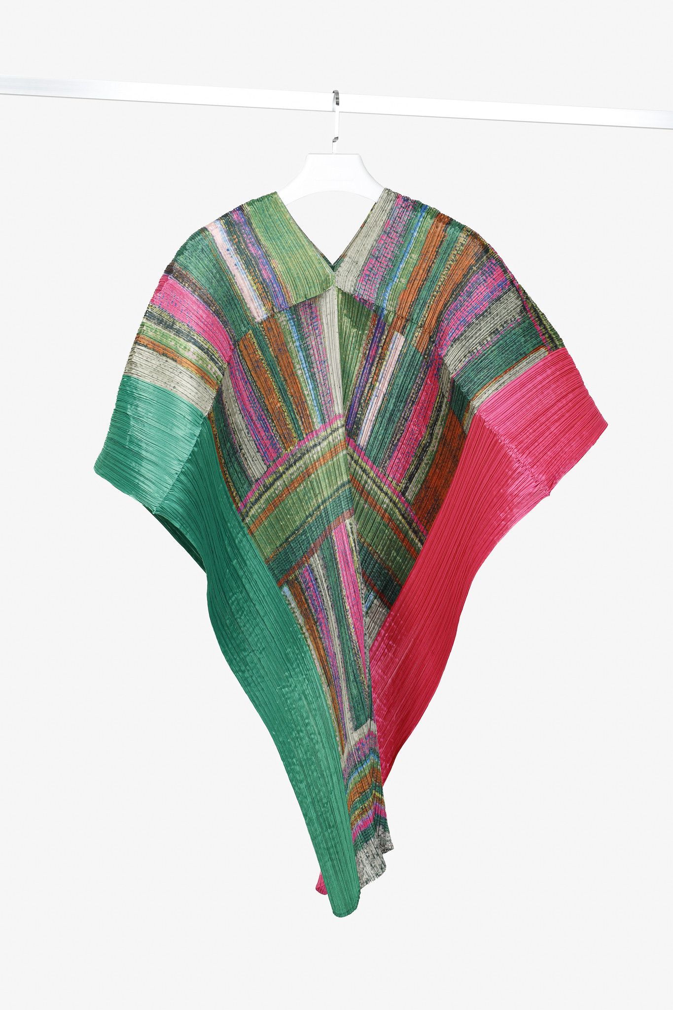 Pleats Please Issey Miyake Issey Miyake Pleats Please Green & Pink Abstract-Print Shawl Size ONE SIZE - 1 Thumbnail
