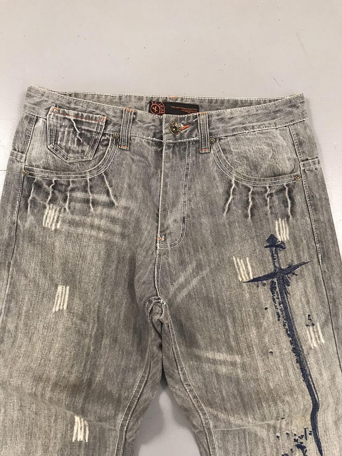JNCO × Southpole × Vintage Crazy vintage X8 jeans sword 🗡️ embroidered denim Size US 35 - 6 Thumbnail