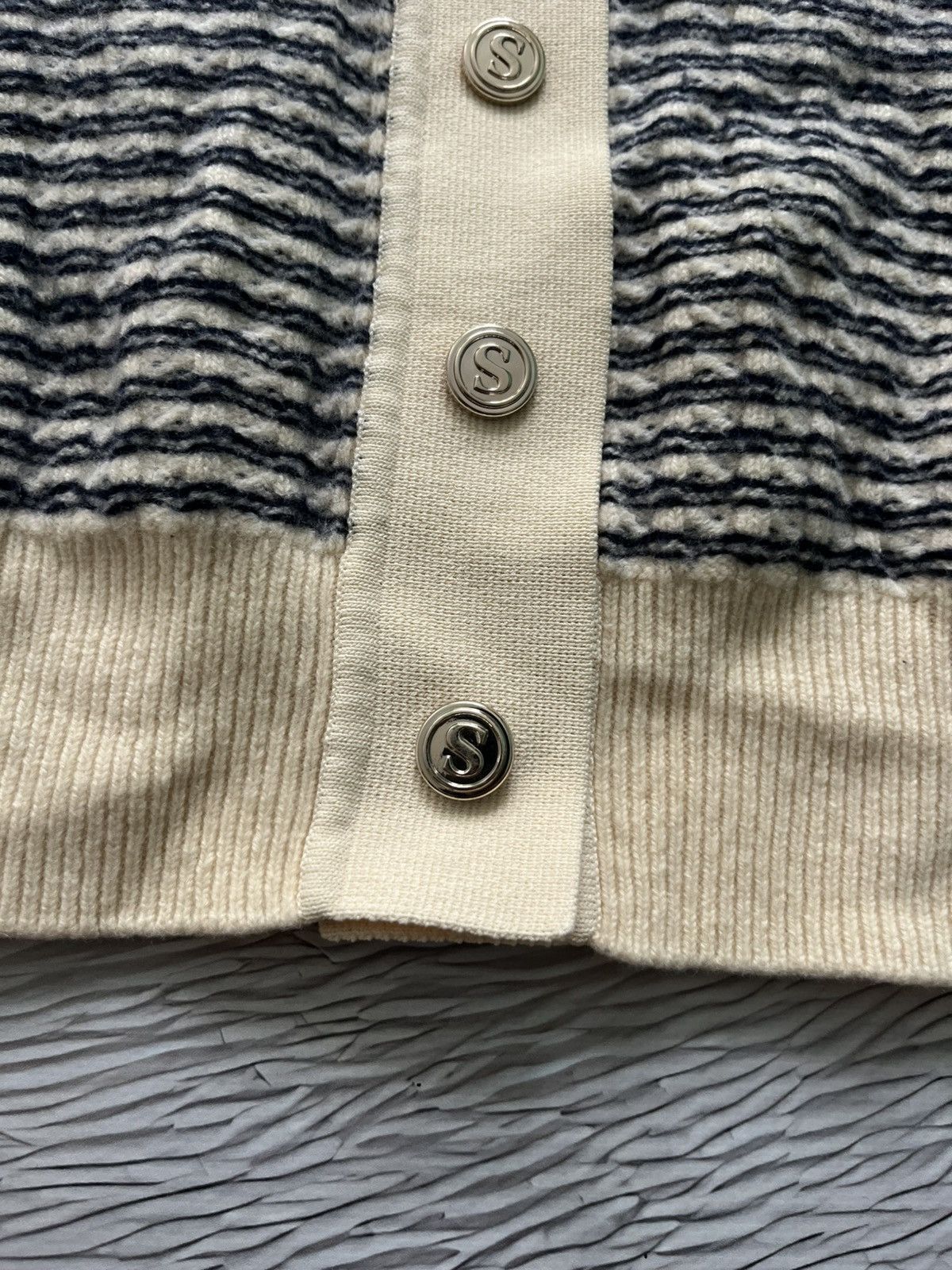 Sandro Sandro Luxury Stripped Cardigan V-Neck Sweater Wool Size S / US 4 / IT 40 - 4 Thumbnail