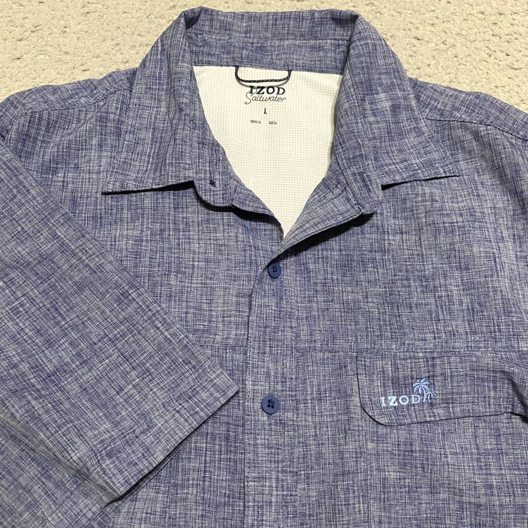 Izod IZOD Saltwater Shirt Mens Large Blue Button Front Vented Outdoor Hiking Fishing Casual Shirt MX Size US L / EU 52-54 / 3 - 5 Thumbnail