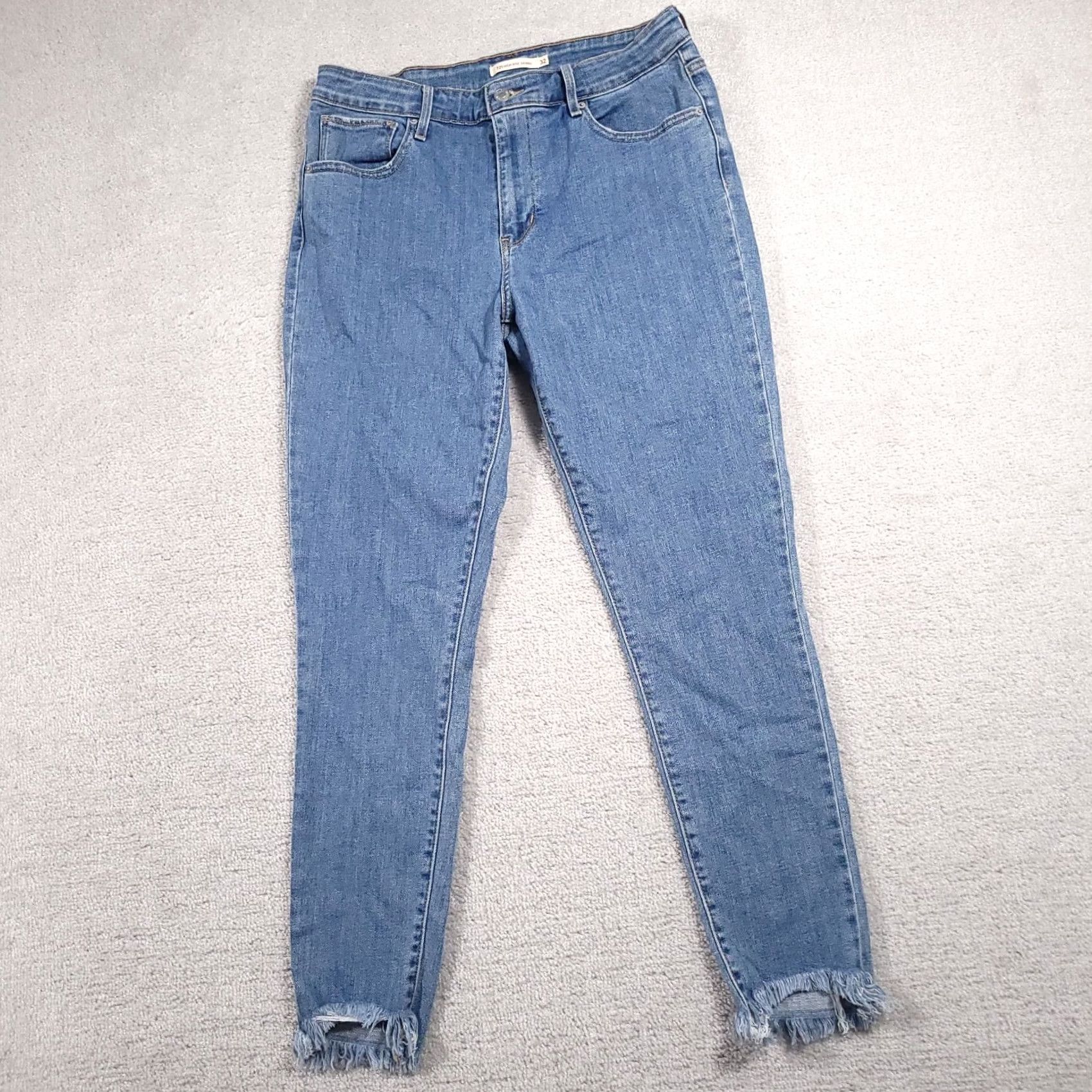 Levi's Levi's 721 High-Rise Skinny Akle Raw Him Dostressed Medium Wash Denim Womens 32 Size ONE SIZE - 2 Thumbnail