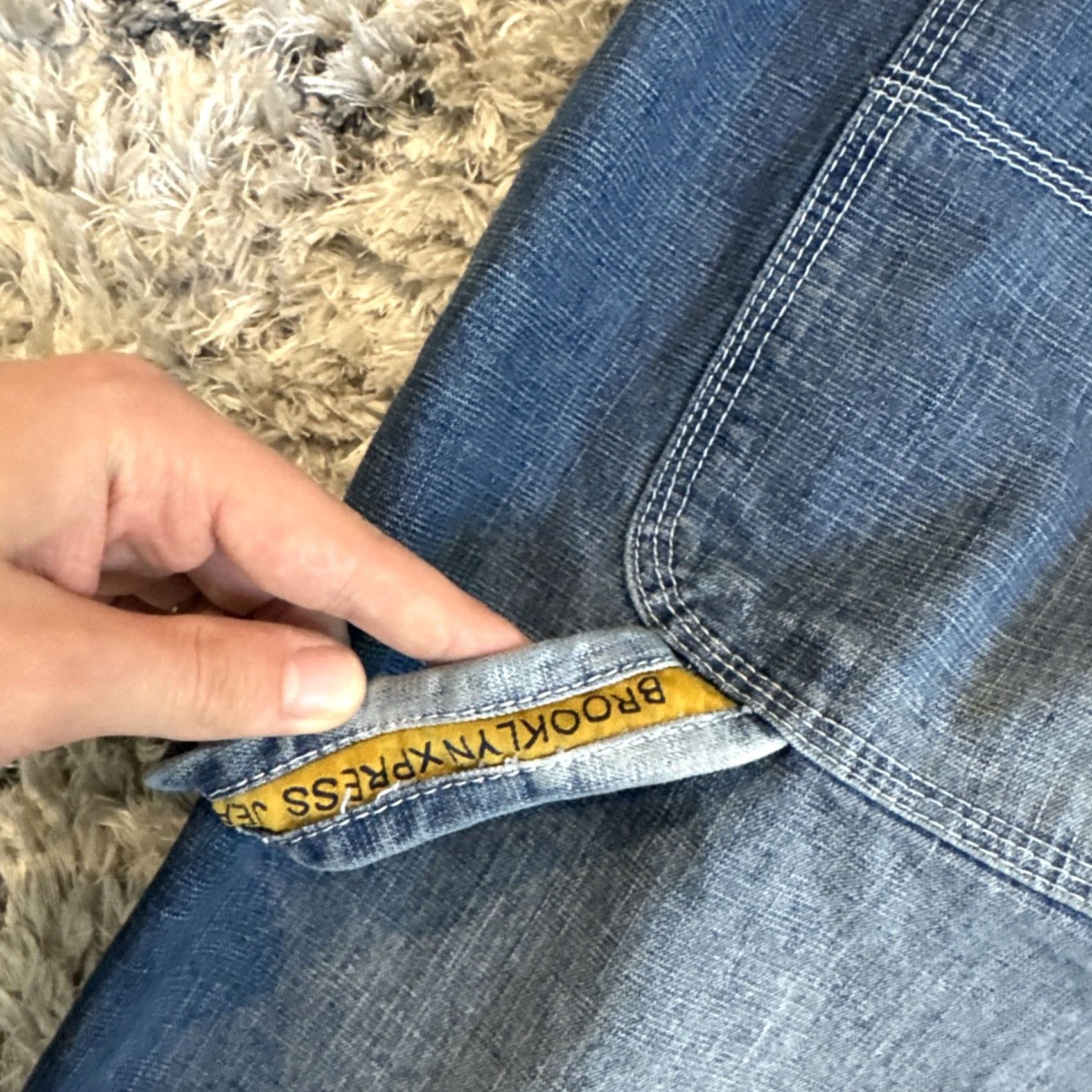 Express VINTAGE Brooklyn Xpress Jeans Blue 90’s Baggy Carpenter Denim RARE Men’s 42x31 Size US 42 / EU 58 - 4 Thumbnail