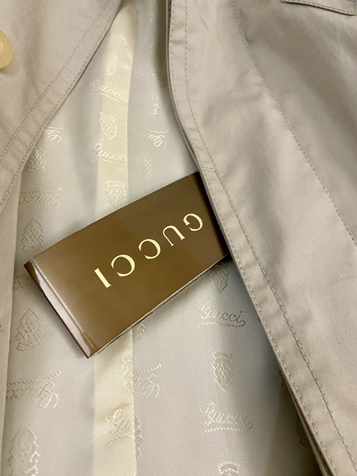 Gucci Gucci 🇮🇹 Stone Khaki Guccissima Lined Mackintosh Coat 48 NWT Size US M / EU 48-50 / 2 - 14 Thumbnail