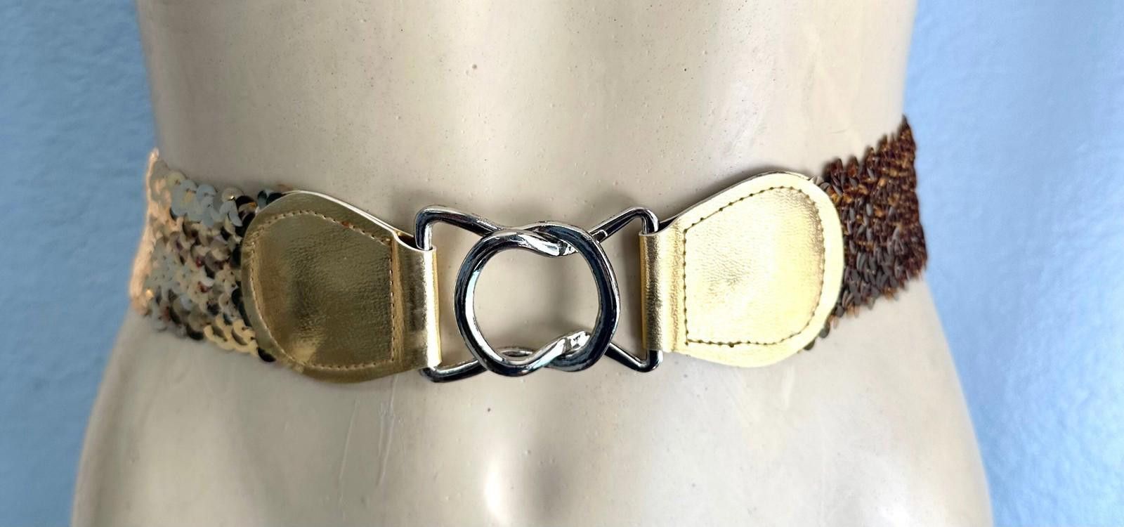 Designer Sequin Fashion Belt Gold Size ONE SIZE - 1 Thumbnail