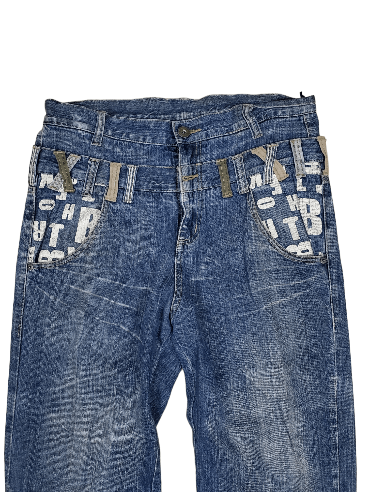Japanese Brand × Vintage 🔥Vintage Denim Double Waist Blue Flared🔥 Size US 35 - 7 Thumbnail