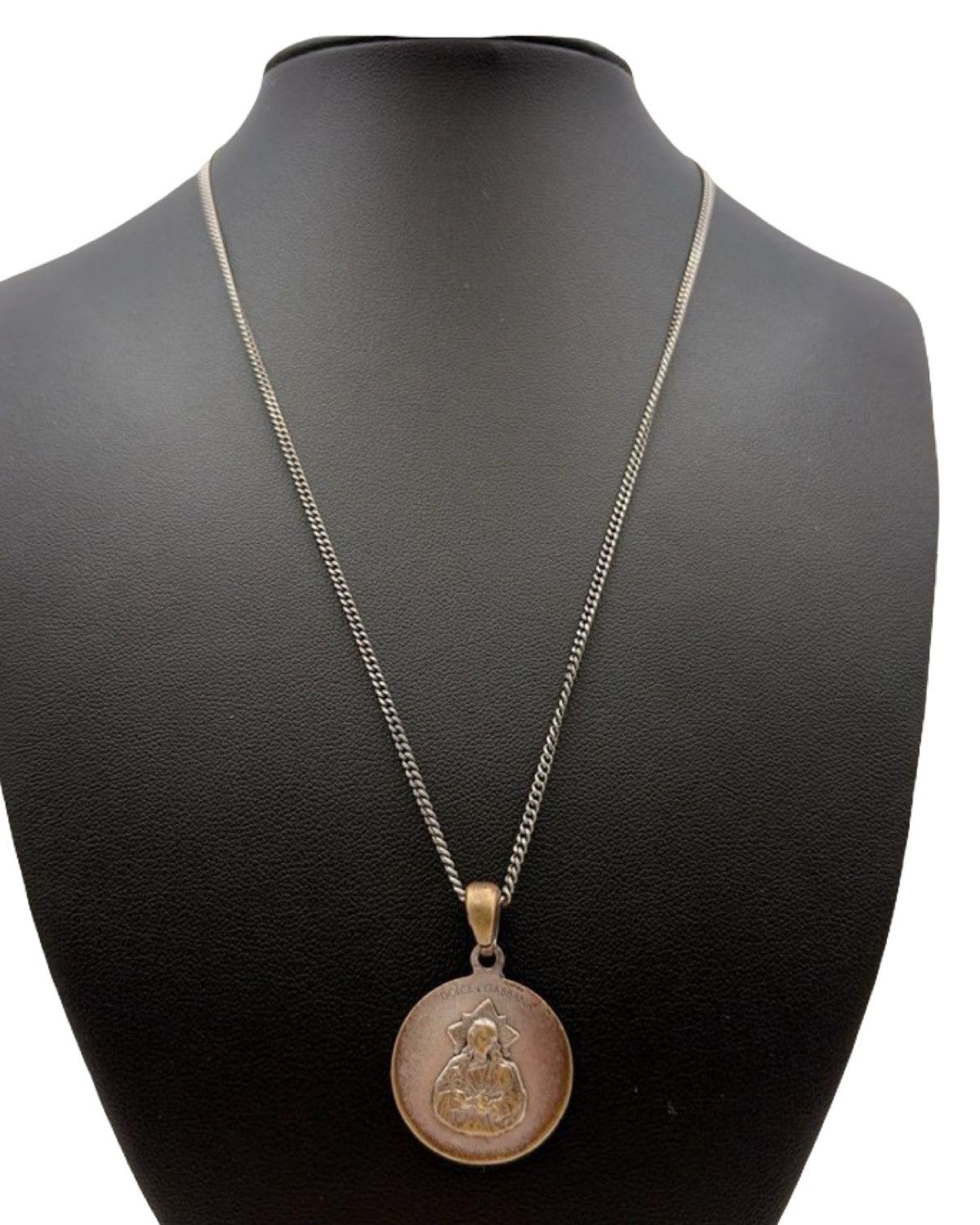 Dolce & Gabbana Christ Coin Two Tone Silver Necklace Size ONE SIZE - 3 Thumbnail