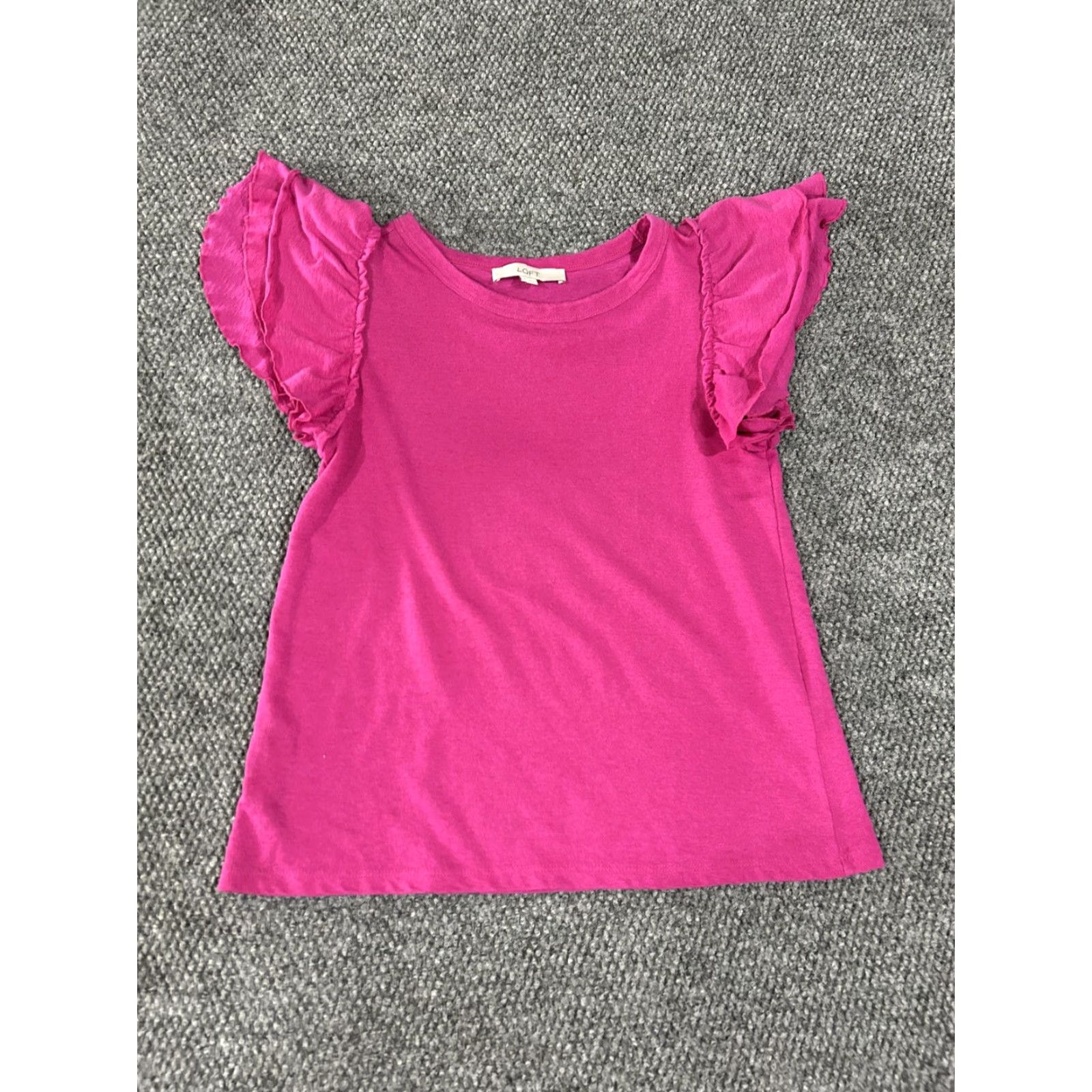 Loft Loft Shirt Womens Small Pink Flutter Sleeve Ruffle Crew Neck Casual Top Blouse Summer Size S / US 4 / IT 40 - 3 Thumbnail