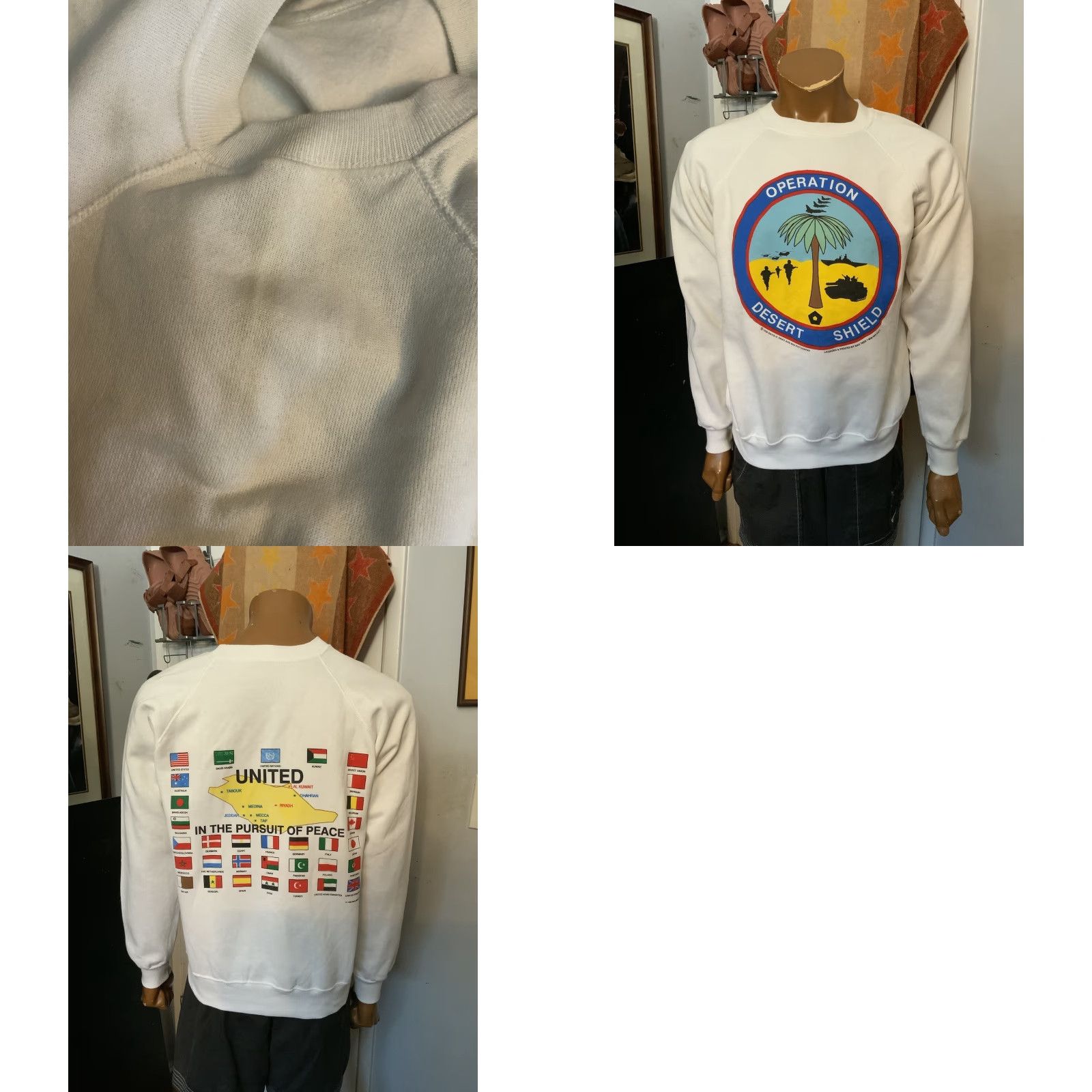 Hanes VINTAGE Operation Desert Storm Pursuit Of Peace Flags Military Sweatshirt L Size US L / EU 52-54 / 3 - 9 Thumbnail