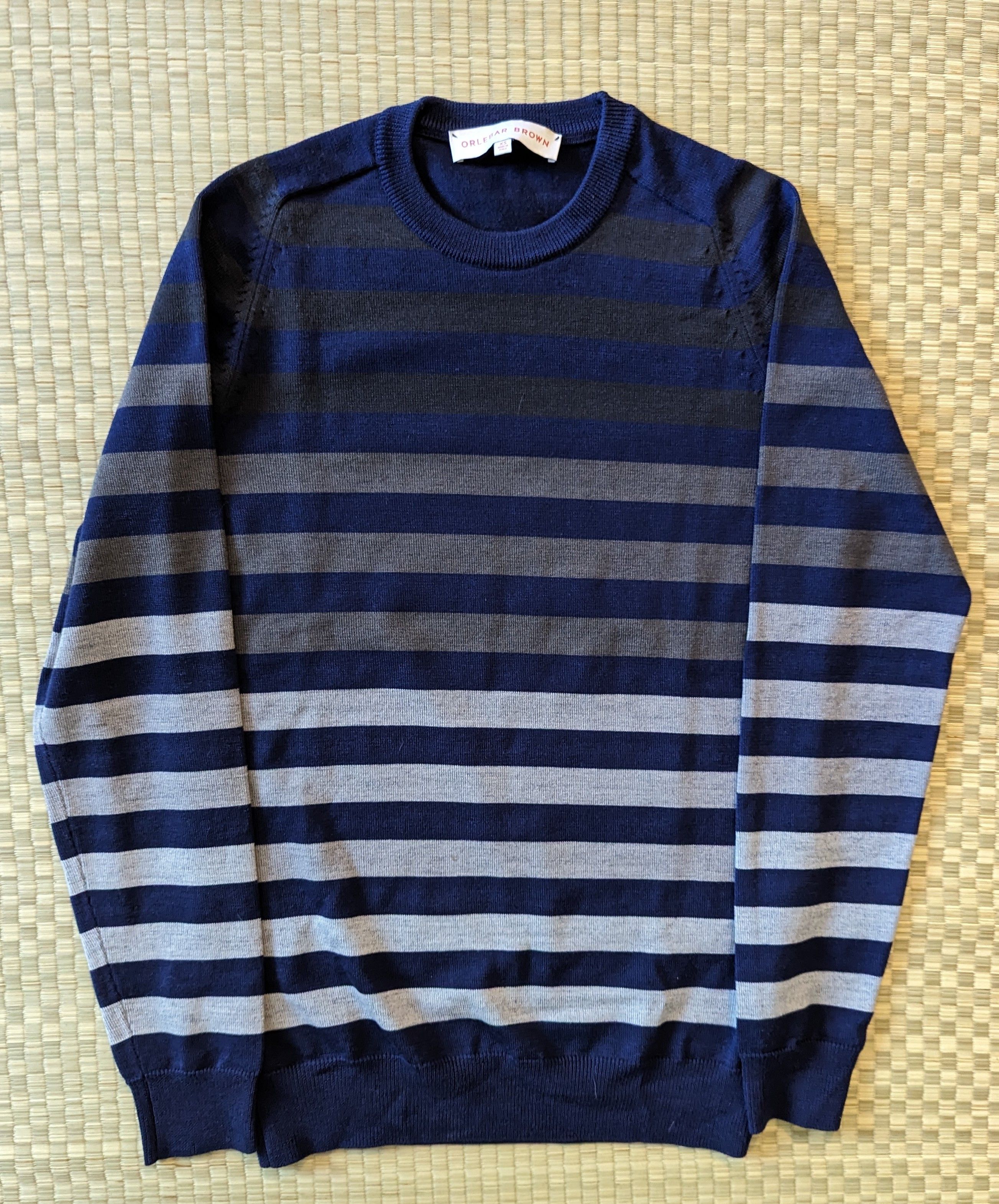 image of Orlebar Brown 100% Merino Wool Sweater Striped Made In Italy in Blue, Men's (Size XS)