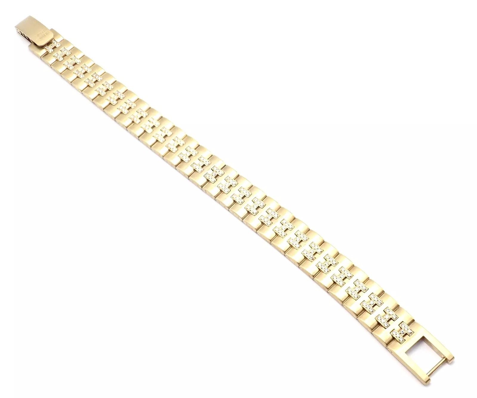 Hermes Vintage Hermes Paris 18k Yellow Gold Diamond H Link Bracelet Size ONE SIZE - 8 Thumbnail