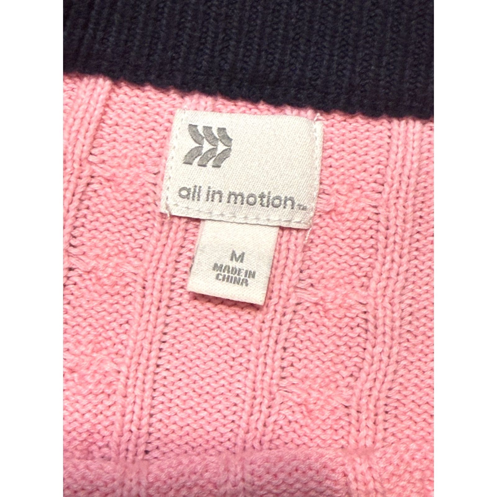 Vintage All in Motion Sweater Women's Medium Pink Blue Green Striped "Take it Easy" Size M / US 6-8 / IT 42-44 - 6 Thumbnail