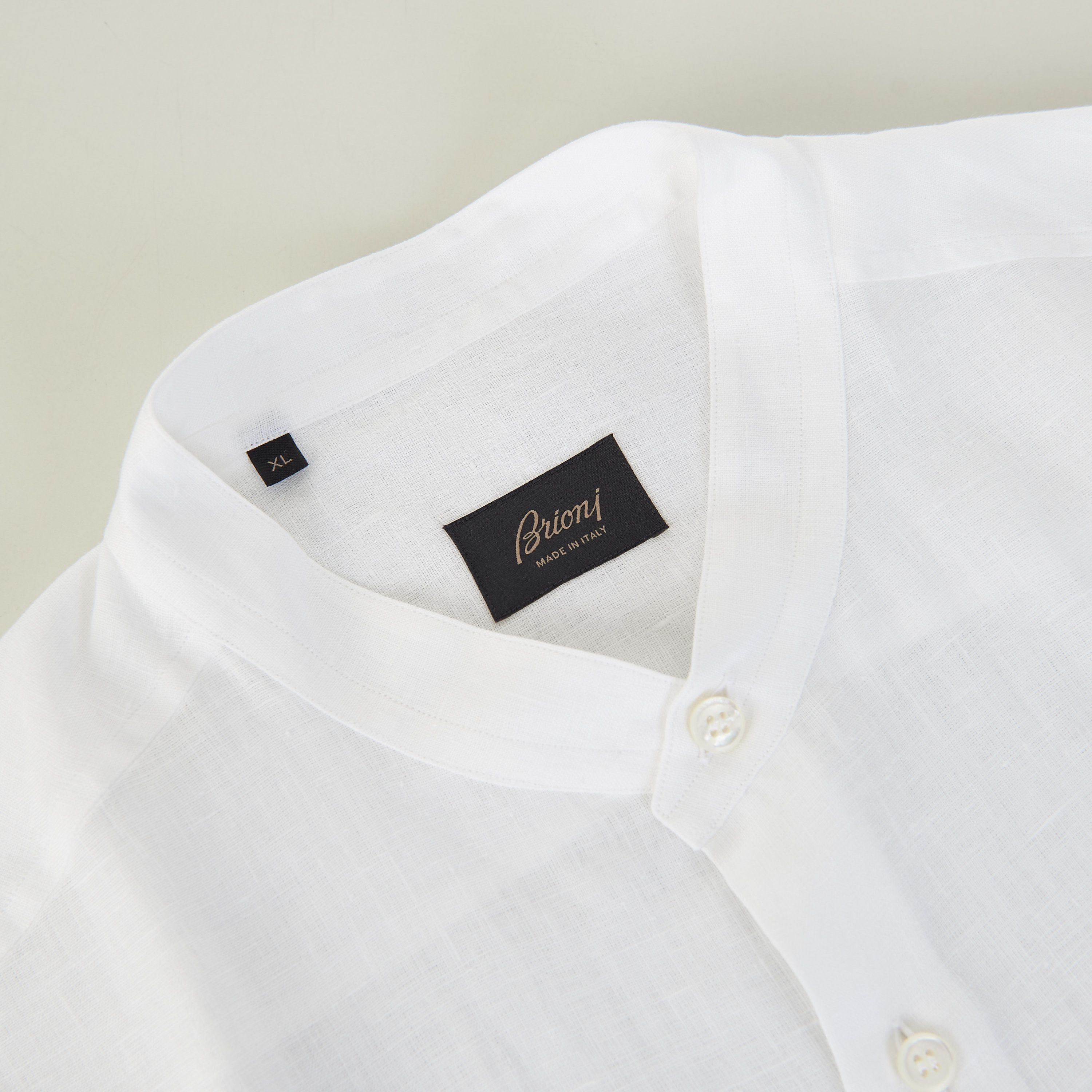 Brioni White Linen Shirt Size US XL / EU 56 / 4 - 10 Thumbnail