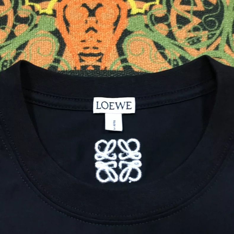 Loewe LOEWE Black fabric pattern embroidered T-shirt Size S / US 4 / IT 40 - 3 Thumbnail
