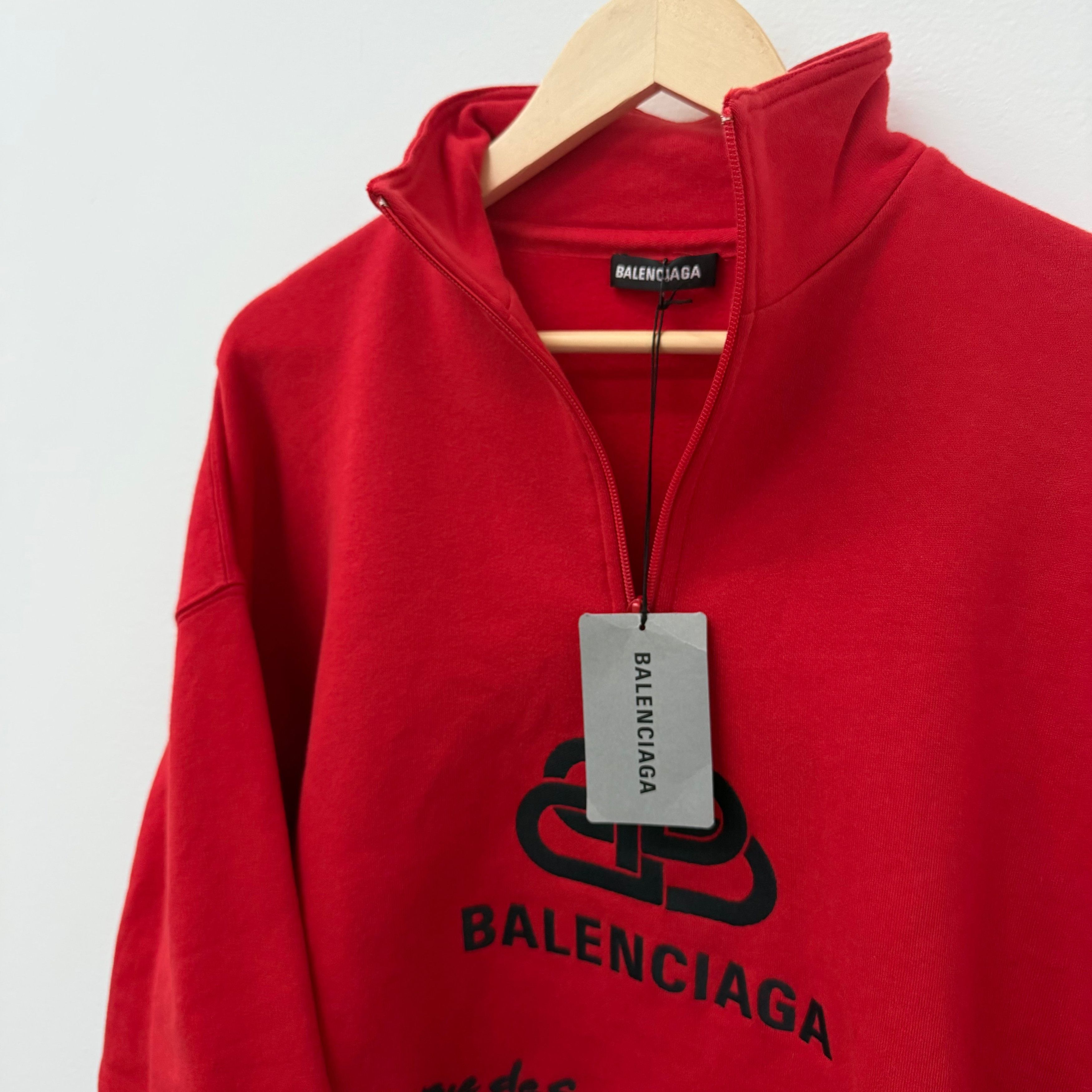 Balenciaga Balenciaga Red Rive BB Quarterzip Sweatshirt - Size S Size US S / EU 44-46 / 1 - 5 Thumbnail