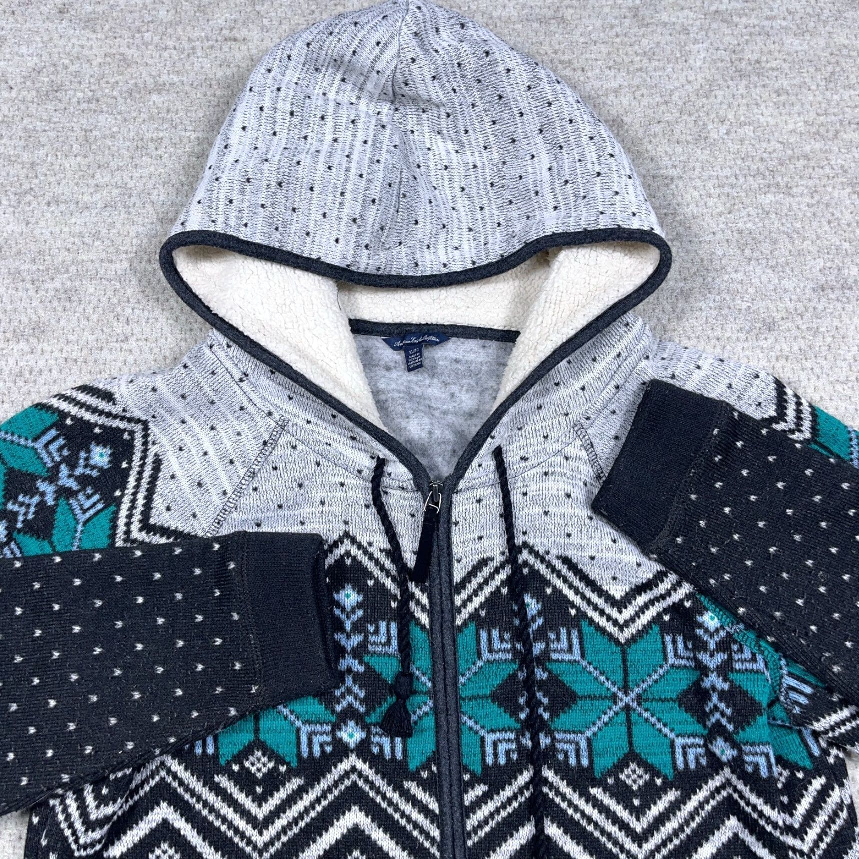 American Eagle Outfitters Vintage American Eagle Hoodie Women XL Full Zip Jacket Sherpa Lined Hood Y2K Size L / US 10 / IT 46 - 2 Thumbnail