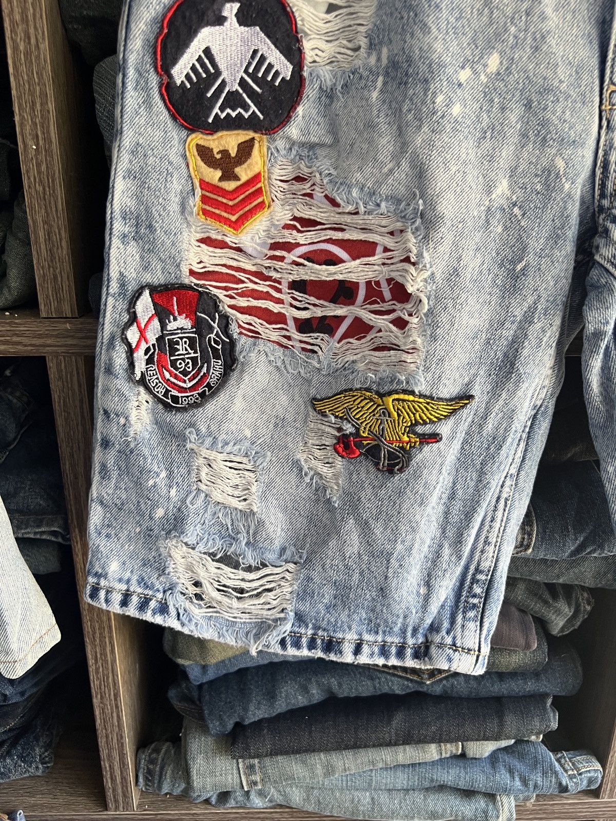 Reason 🔥Reason Patches Cropped Distressed Denim Size US 32 / EU 48 - 6 Thumbnail