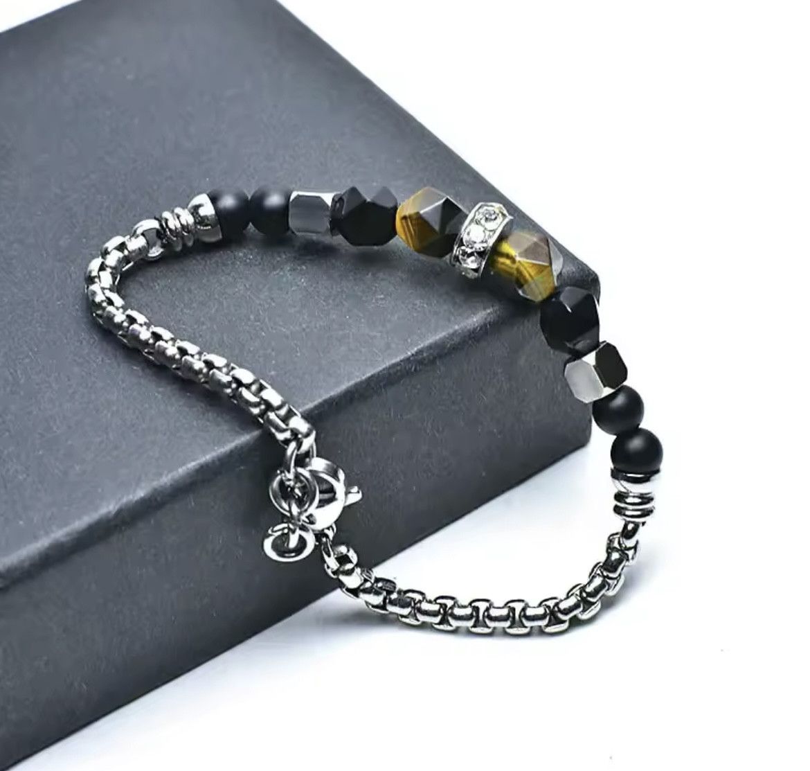 Jewelry Natural Tiger Eye Stone Bead Bracelet Size ONE SIZE - 2 Thumbnail
