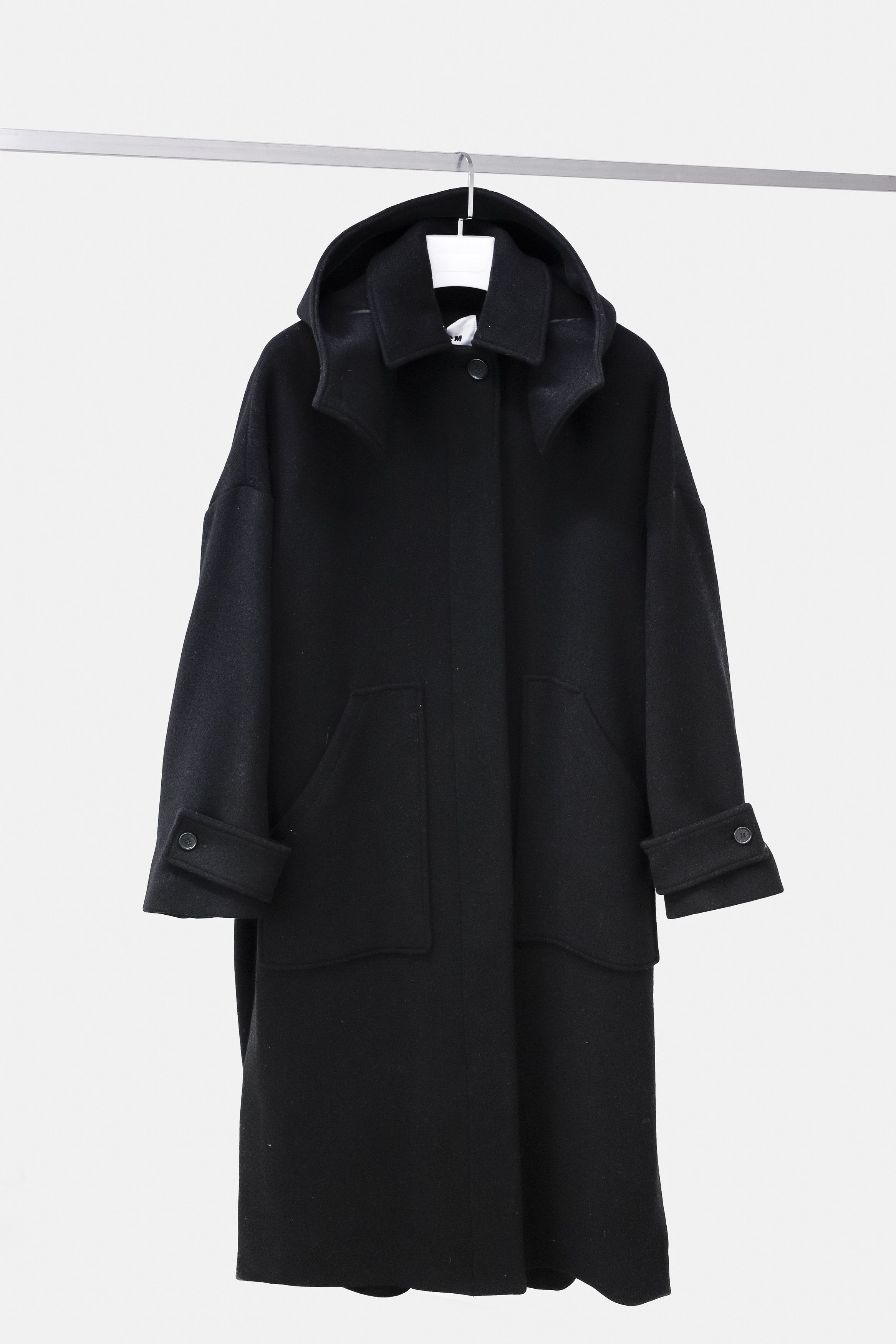 Image of Msgm Fw21 Black Oversized Wool Overcoat, Women's (Size XS)