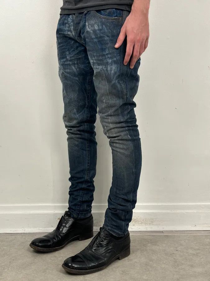John Galliano AW2011 Galliano Navy Slim Distressed Denim Jeans Size US 31 - 2 Thumbnail