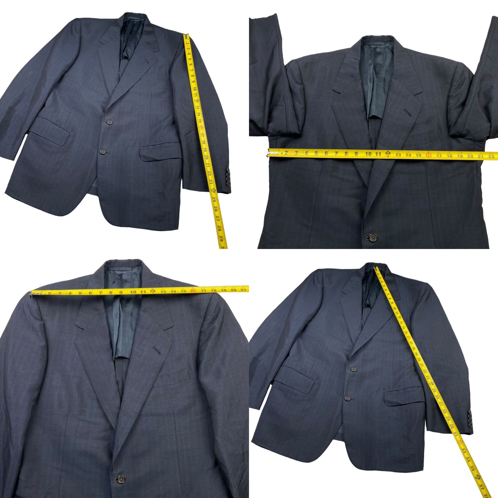 Vintage VTG Oxxford Clothes Men’s Manhattan Lightweight Suit Navy Blue Stripe 43R 34x30 Two-Button Blazer Pleated Pants Wool 2 Piece Vintage Mens Size 34R - 8 Thumbnail