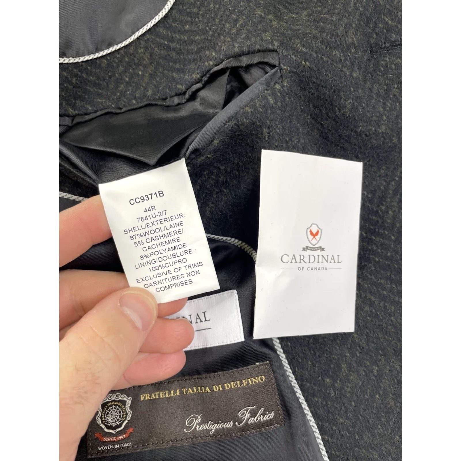 Olive Cardinal Of Canada Coat Olive Herringbone Wool Cashmere 44R Overcoat MenYes Regular Long Jacket-Topcoat Style Size US S / EU 44-46 / 1 - 6 Thumbnail