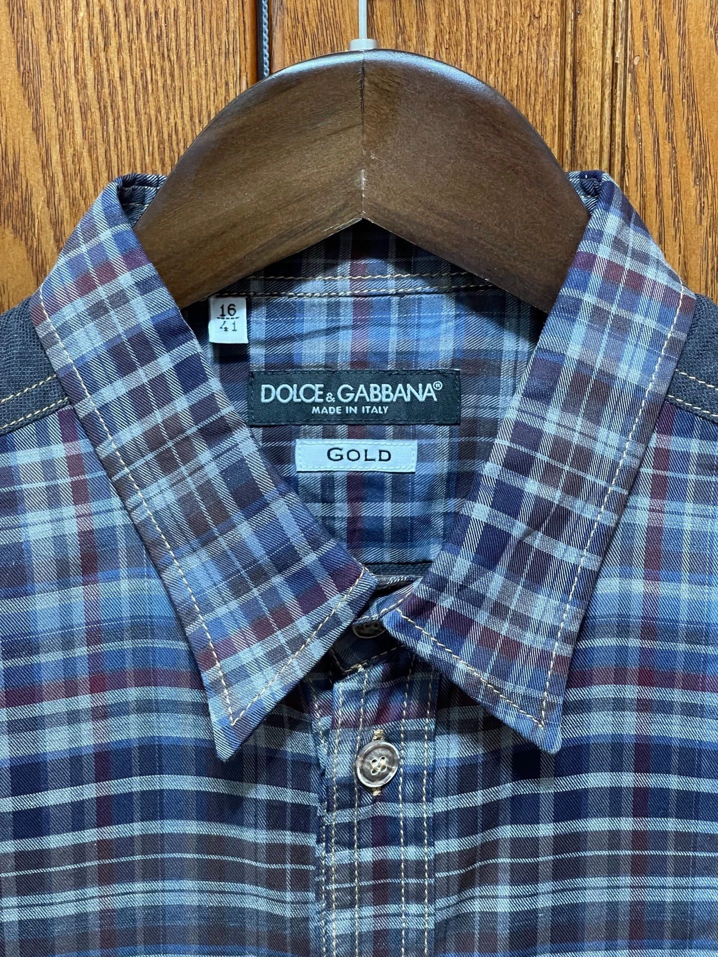 Dolce & Gabbana DG Color Block Paneled Cotton Slim Shirt 41 Size US L / EU 52-54 / 3 - 3 Thumbnail
