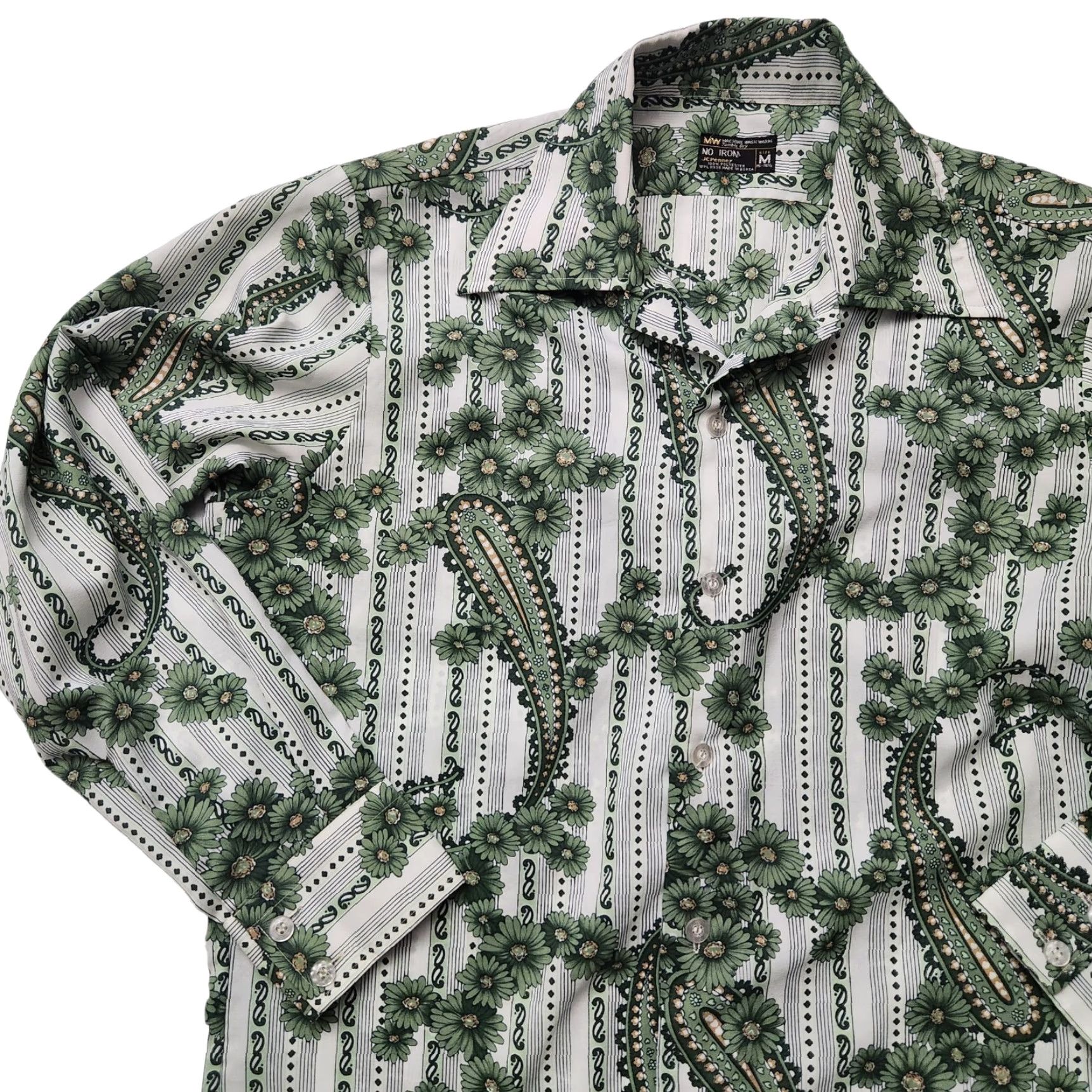 Vintage VINTAGE JC Penney Green Floral Polyester Shirt 70s 15 -15.5 M Men Button-Up Short Sleeve Collared 100 Polyester Lightweight Size US M / EU 48-50 / 2 - 3 Thumbnail