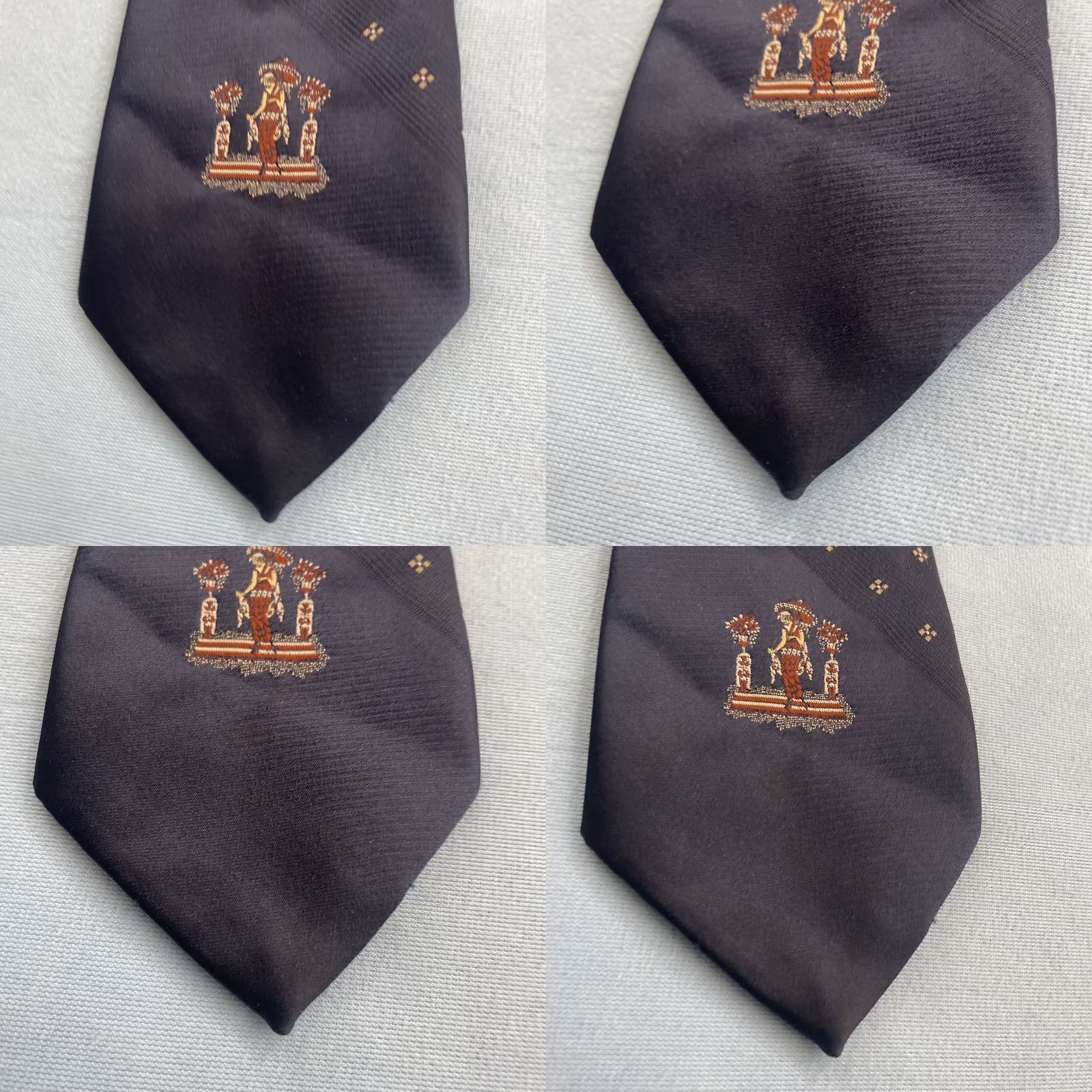 Vintage VINTAGE Art Deco Necktie Flapper Woman Medallion Roaring 20s Blue Yellow 3.2x61 Capsule Art Neckwear Men Tie Size ONE SIZE - 8 Thumbnail