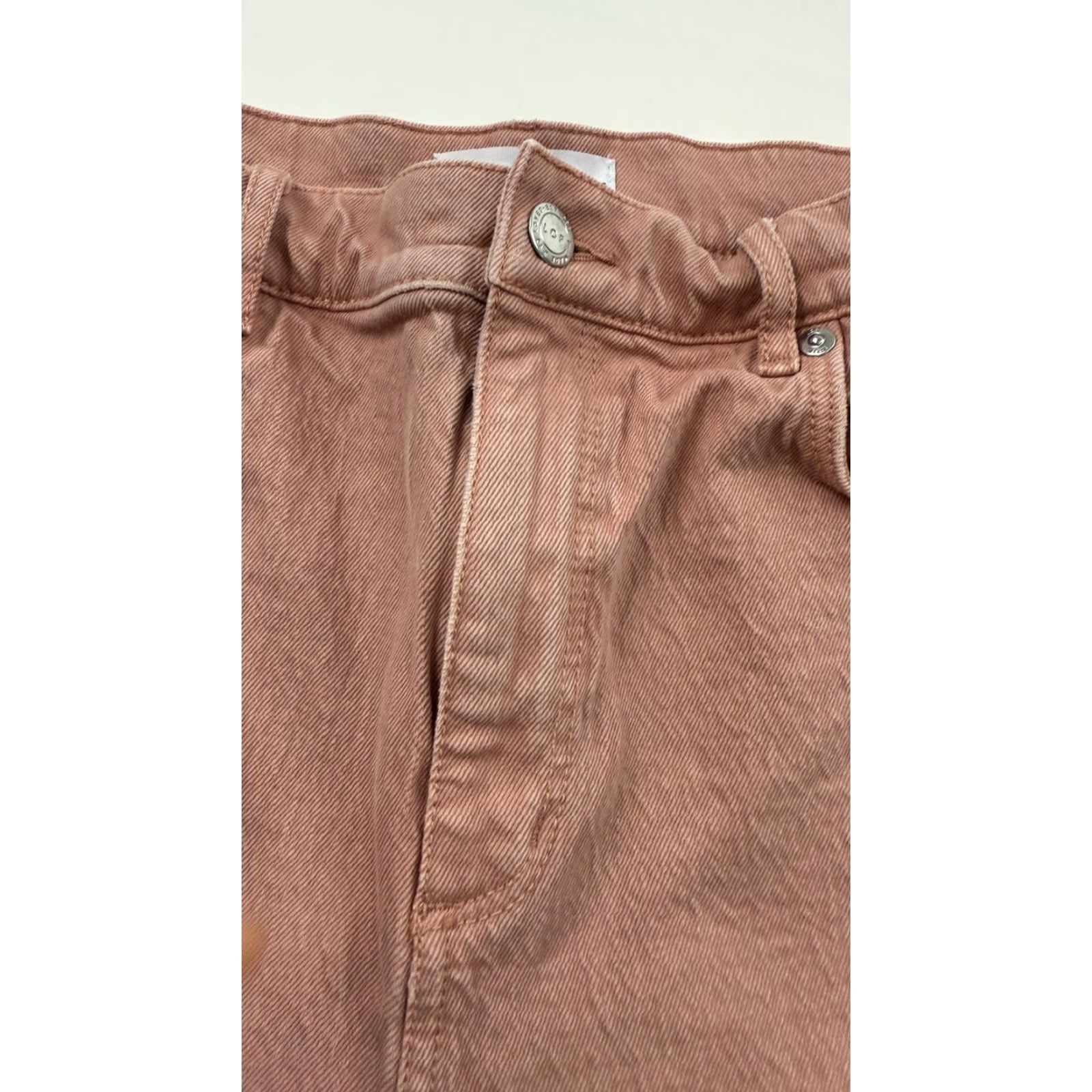 Loft LOFT Jeans Womens 29 8 Pink High Waist Straight Crop Raw Hem Denim Pants Size 29" - 2 Thumbnail